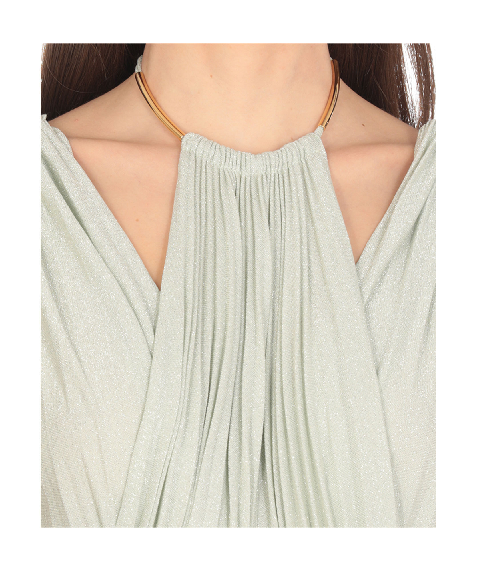 Elisabetta Franchi Red Carpet Dress Made Of Lurex Jersey Fabric With Belt In White