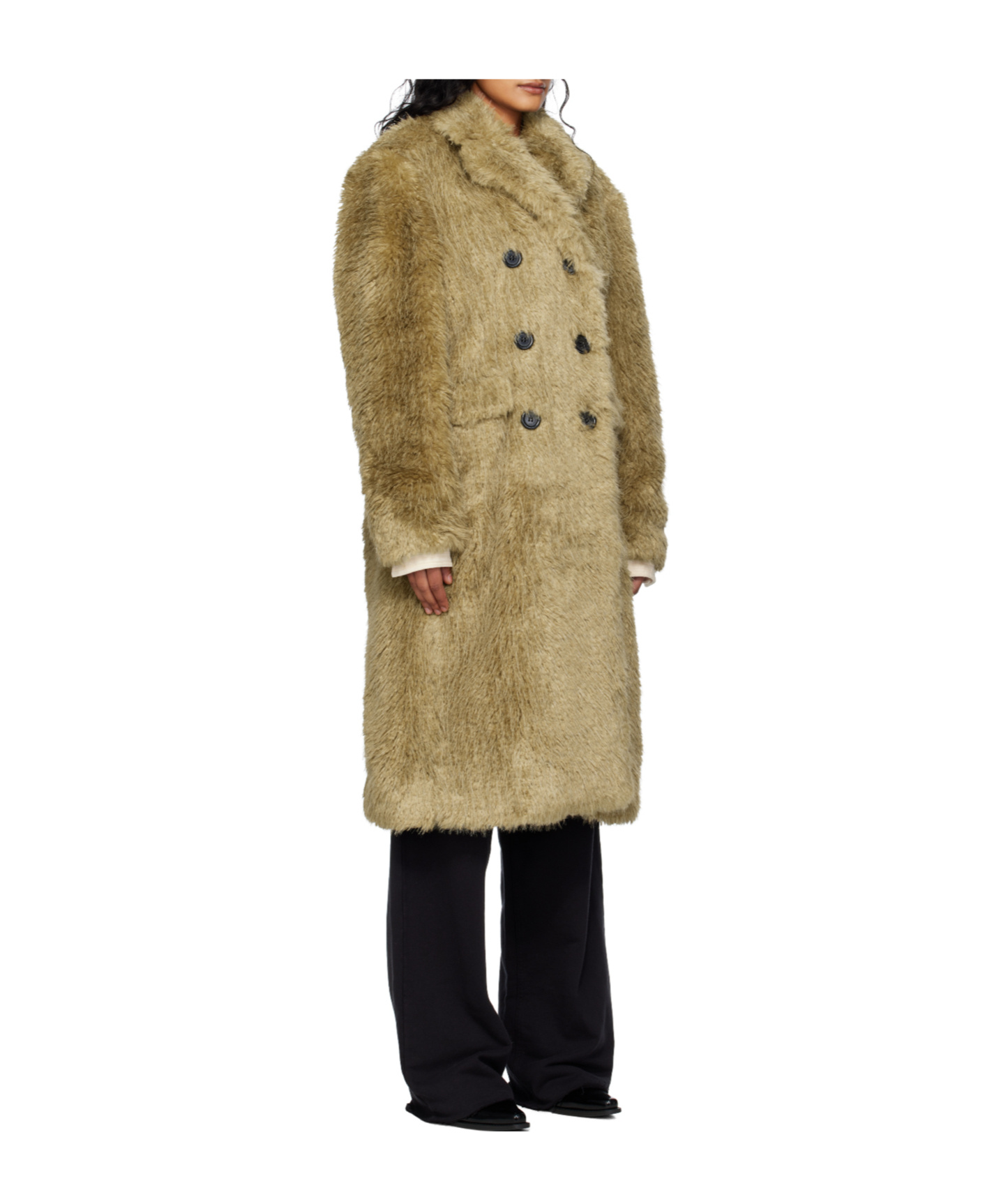 Andersson Bell Fields Buttons Faux Fur Coat In Brown