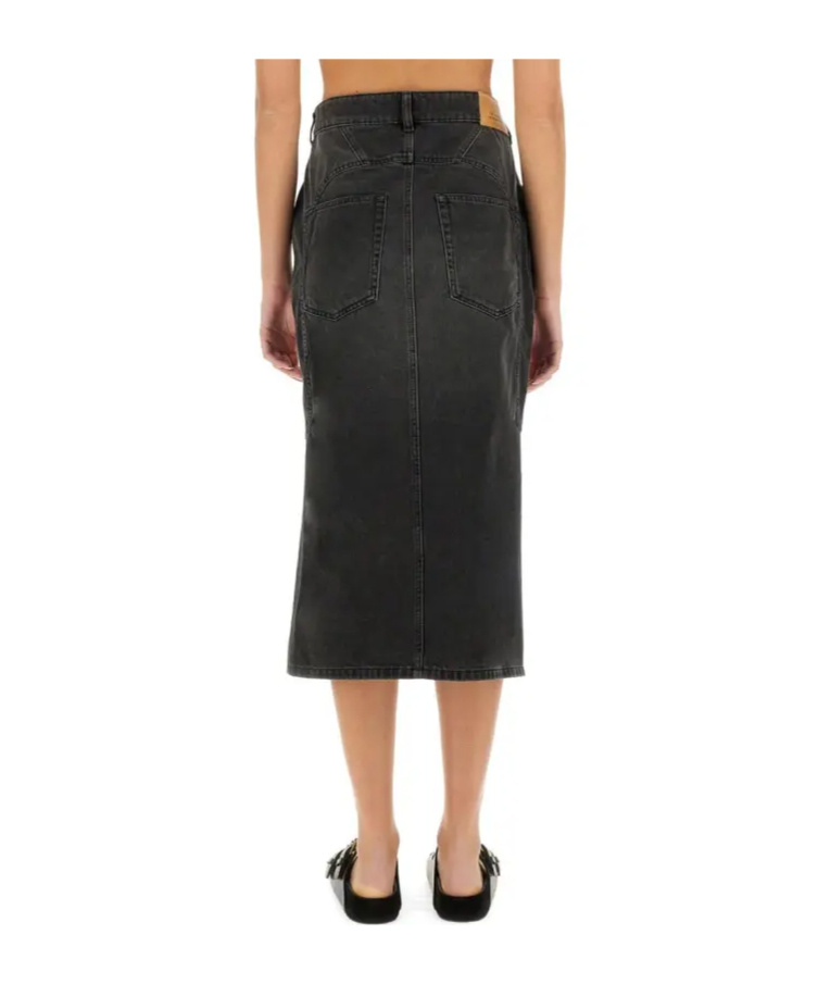 Shop Isabel Marant Denim Skirt In Black