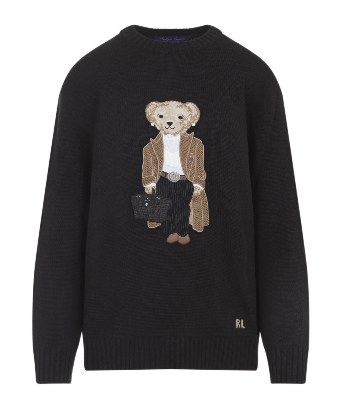 Ralph Lauren Crew Neck Embroidered Knitwear In Black