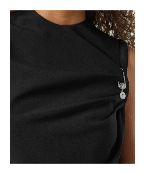 Versace Mini Dress In Satin With Safety Pin Dresses Black