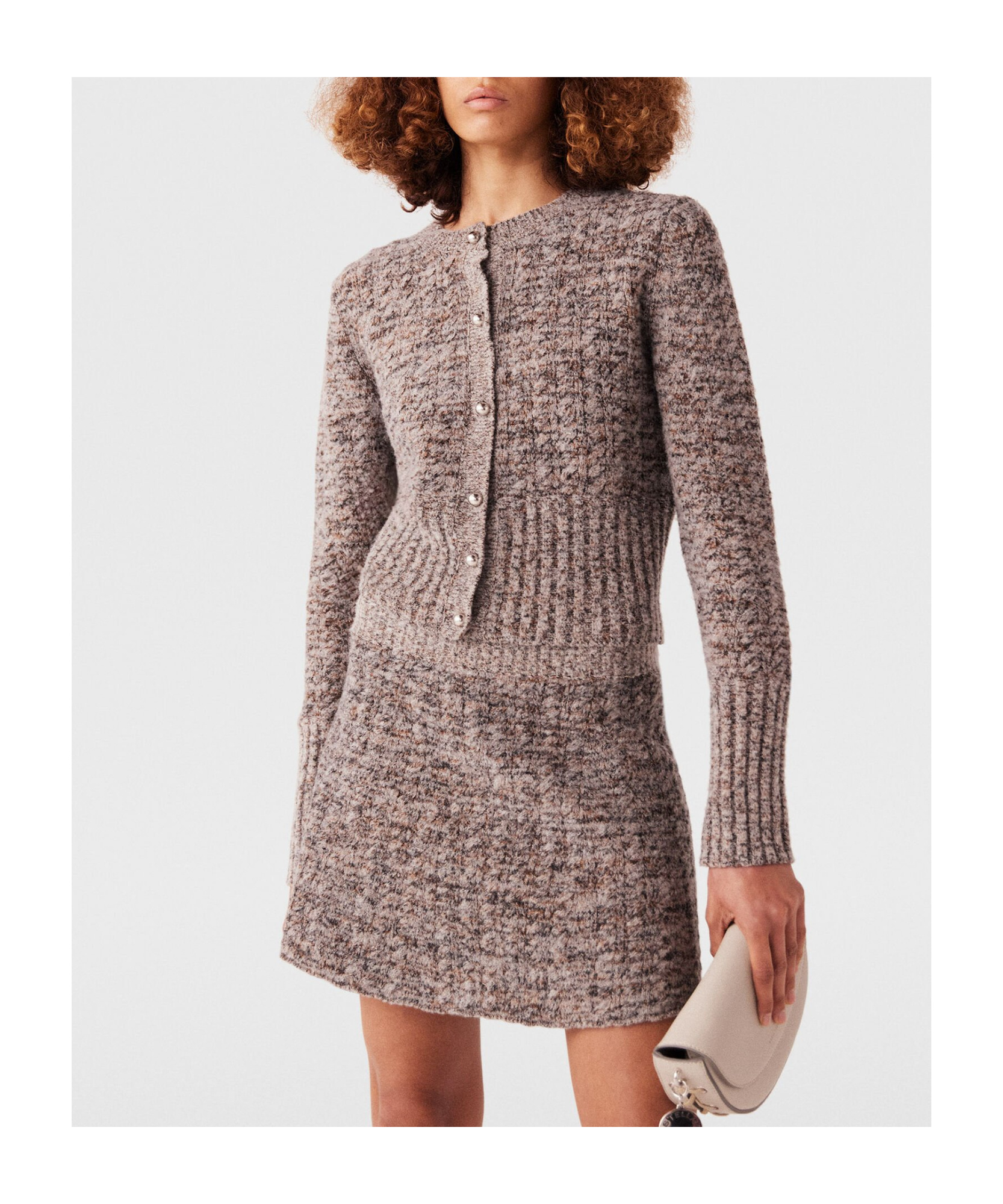 Stella Mccartney Rib Coarse Knitted Cardigan In Gray