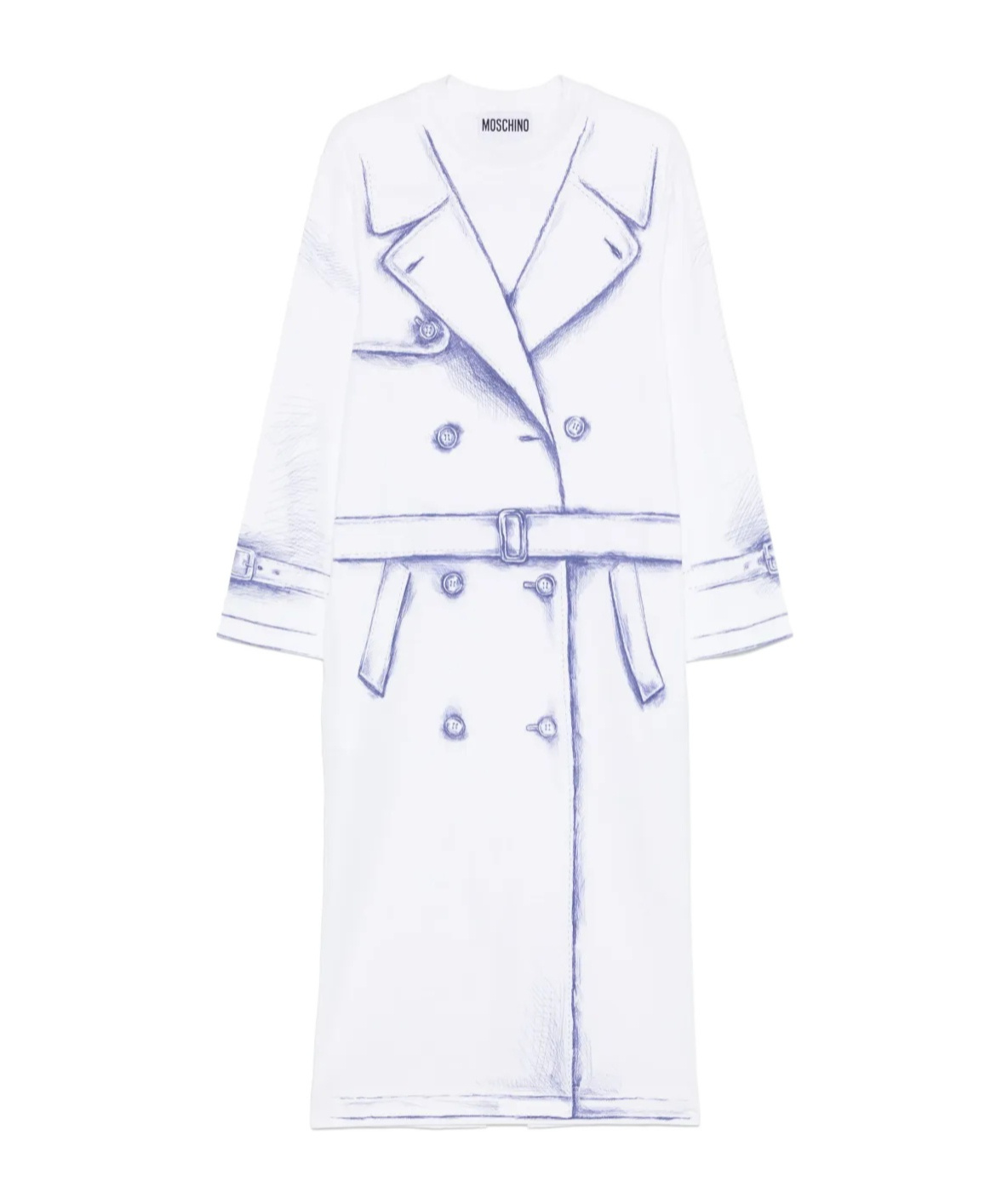Moschino Long-sleeved Slit Detailed Dress In White