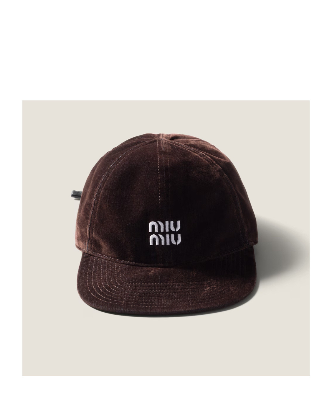 Miu Miu Velvet Baseball Cap In Burgundy