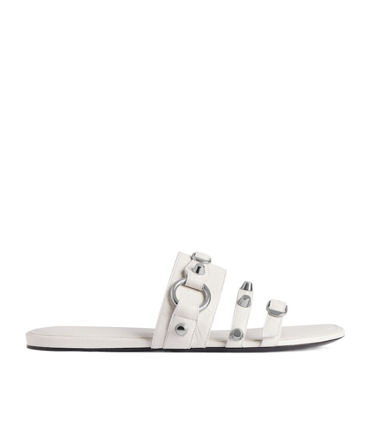 Balenciaga City Studded-strap Slide Sandals In White
