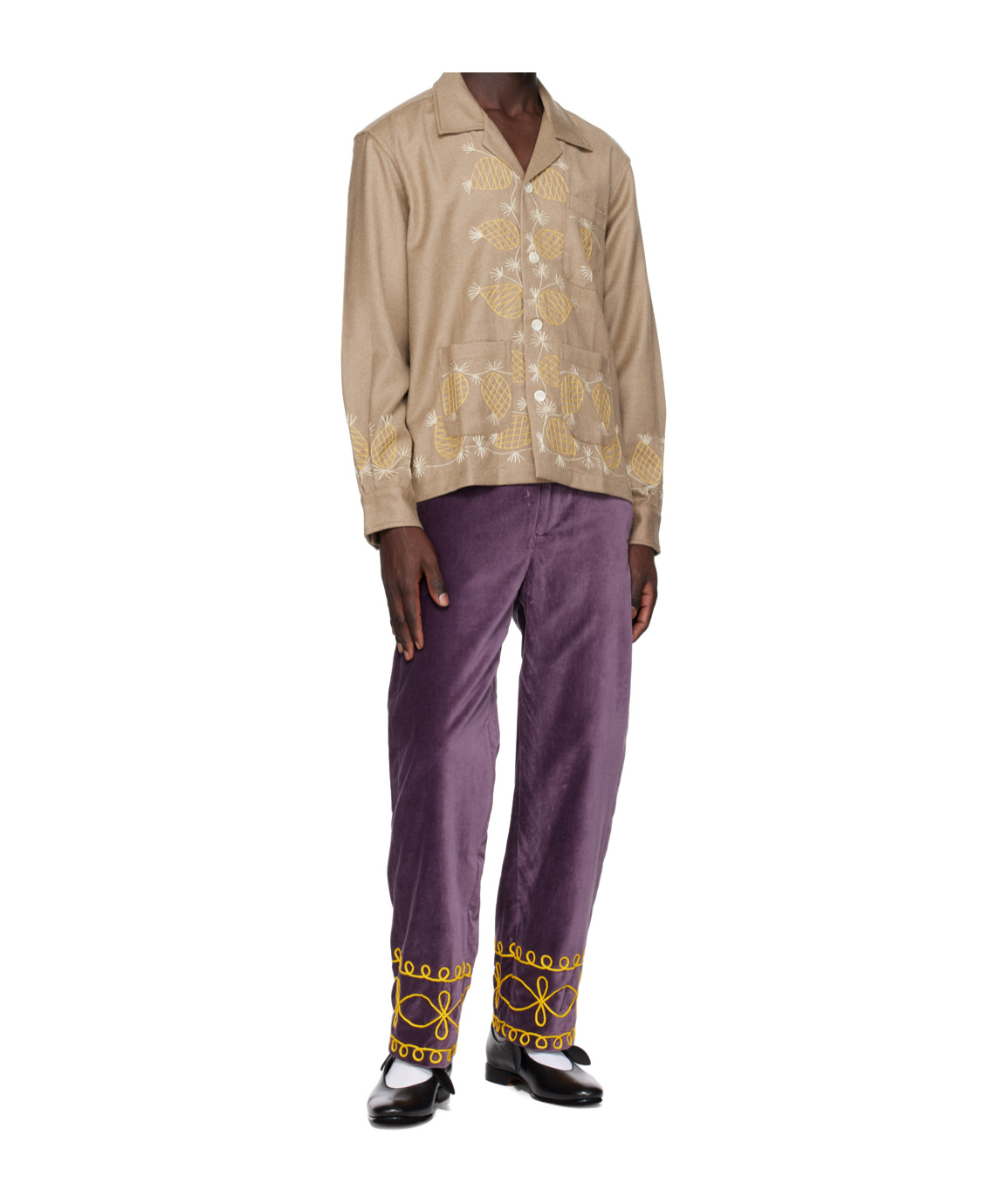 Bode Taupe Sweet Pine Shirt In Taupe
