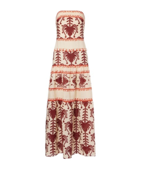 Johanna Ortiz Printed Linen Maxi Dress In Brown