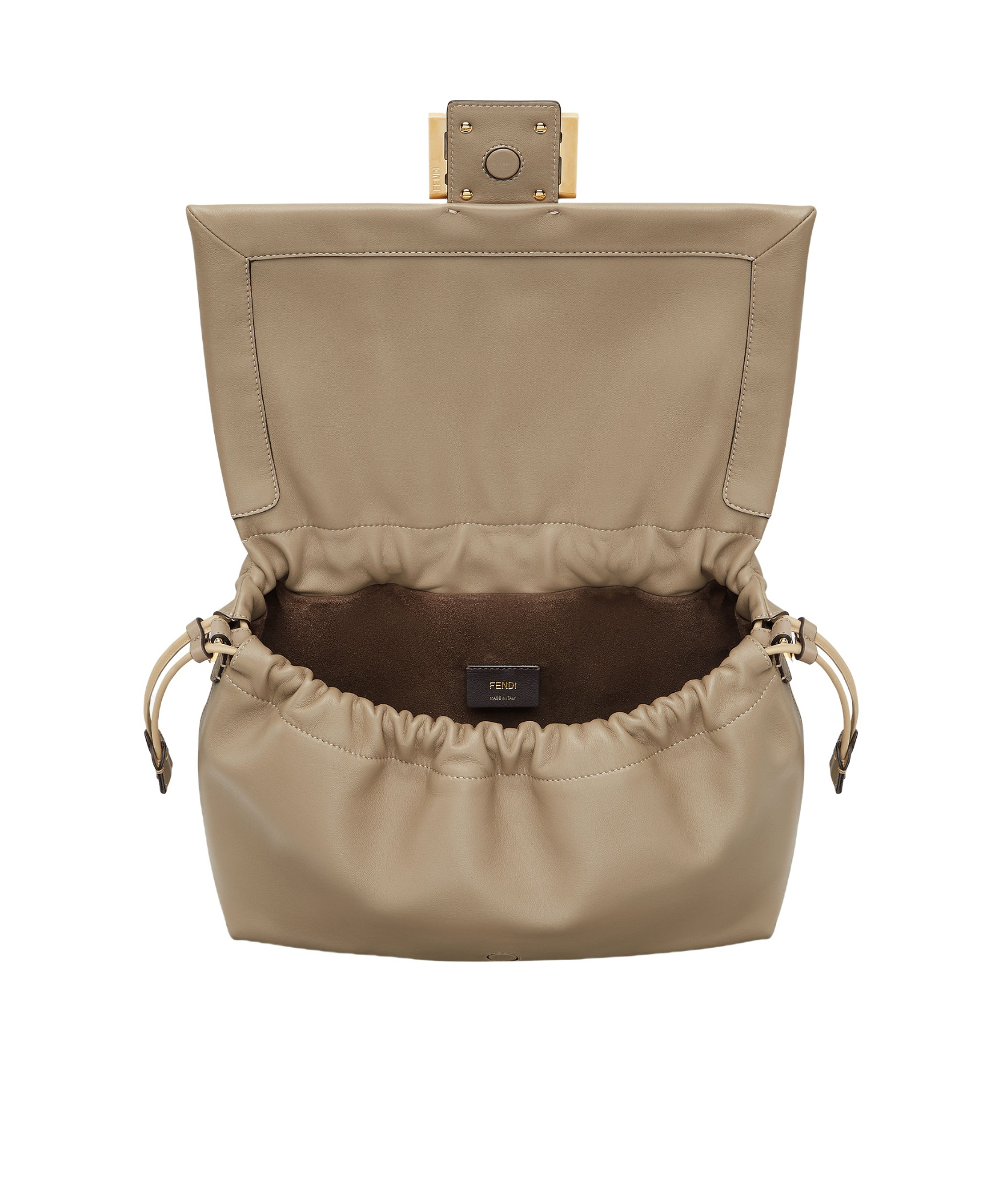 Fendi Large Baguette Shoulder Handle Clasp Flap In Nude