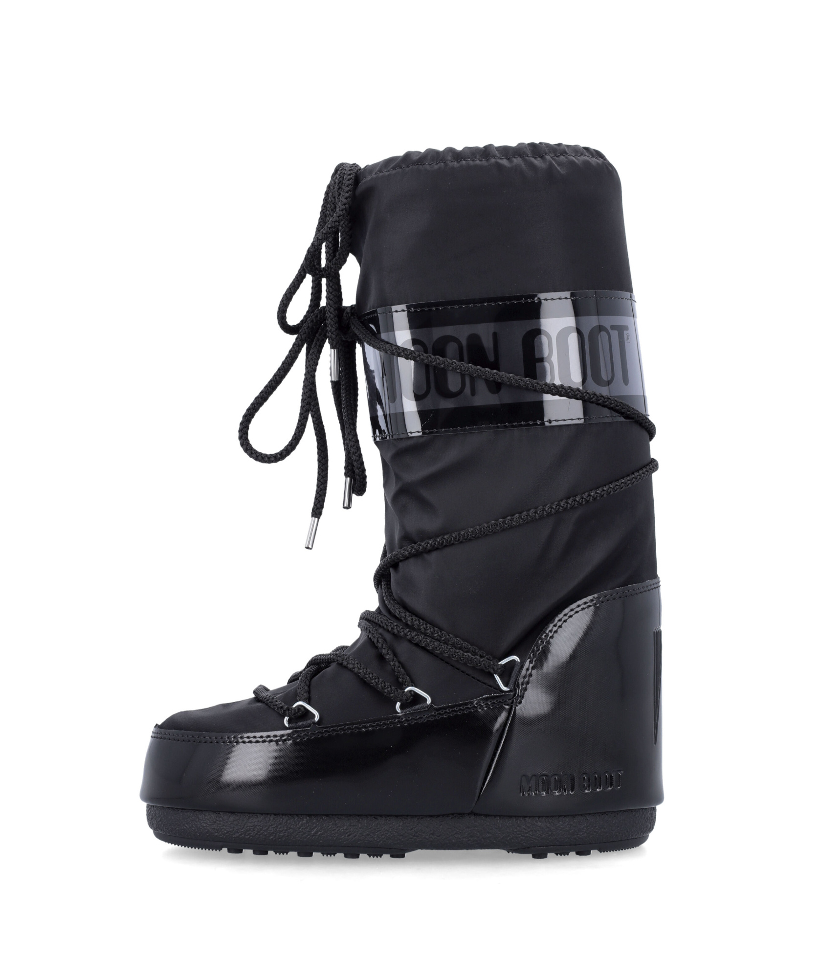 Moon Boot Icon Glance Lace-up Satin Snow Boots In Black