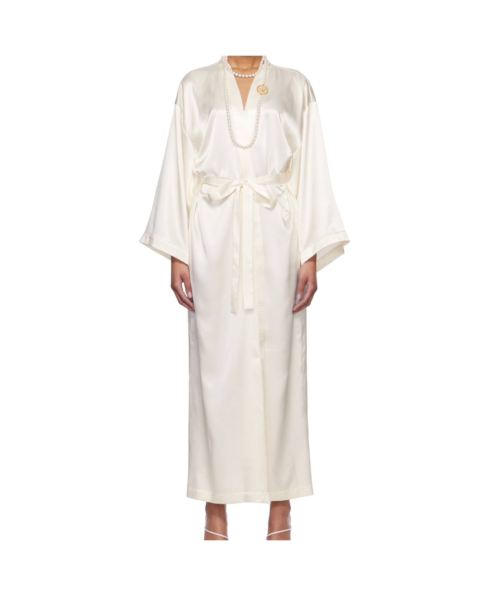 Blumarine Rhinestone Logo Robe In White