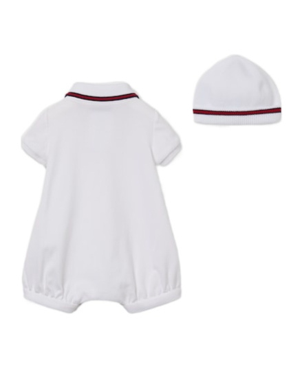Gucci Two-piece Ribbon Hat And Jumpsuit In White