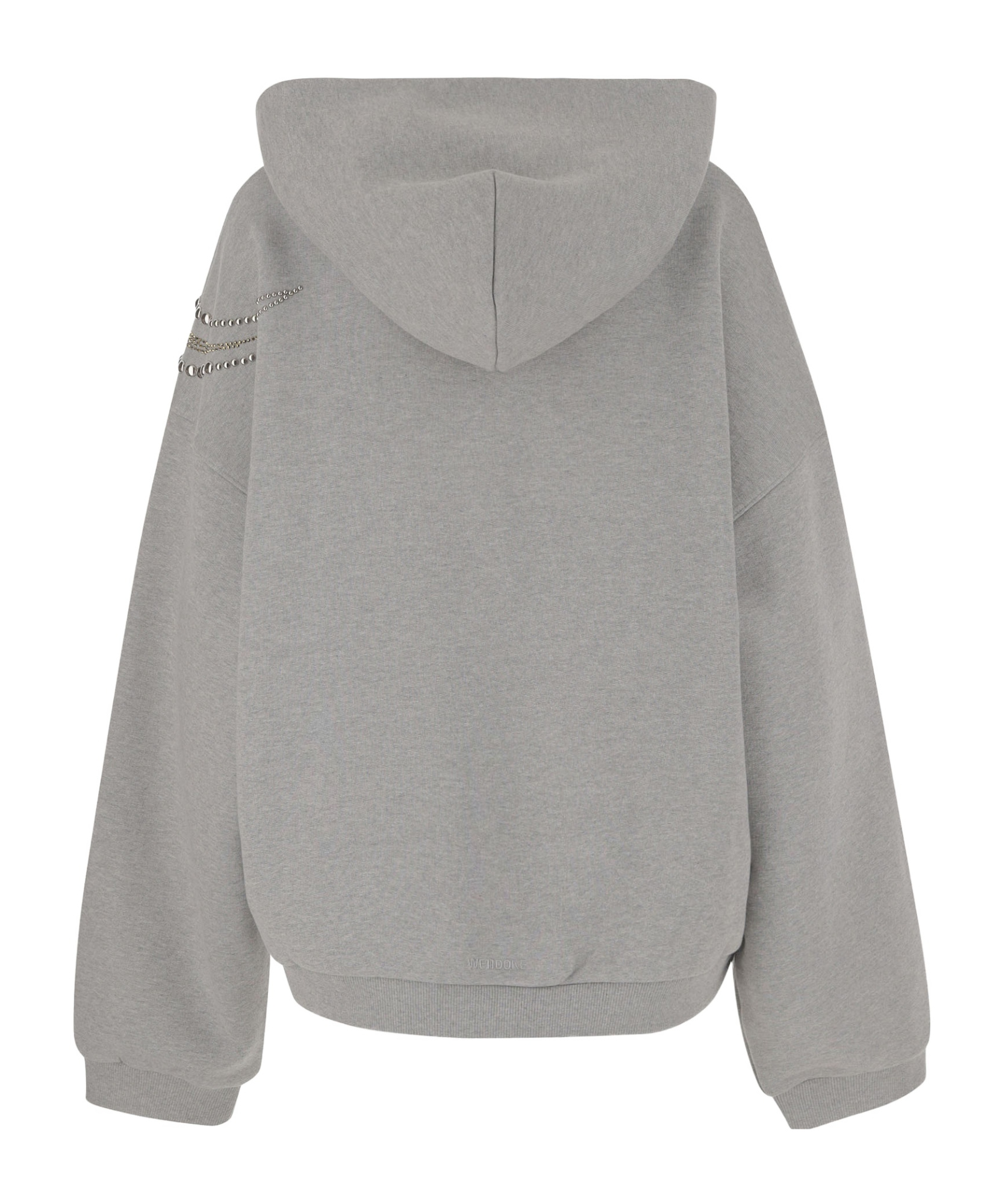 We11 Done Cotton Sweatshirt With Rhinestones And Studs In Gray