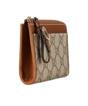 Gucci Emblem Series Zipper Card Holders In Brown