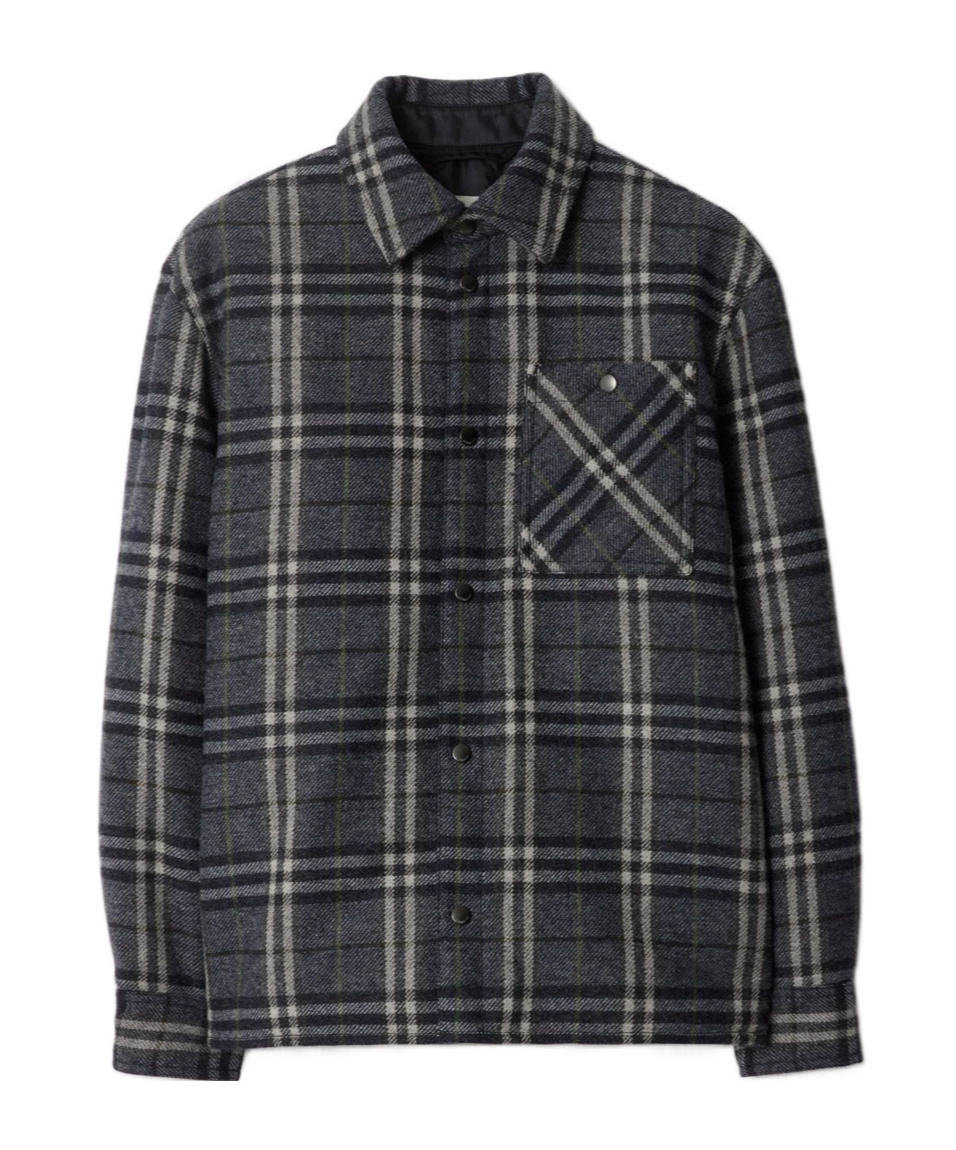 Burberry Check-pattern Wool Overshirt In Black