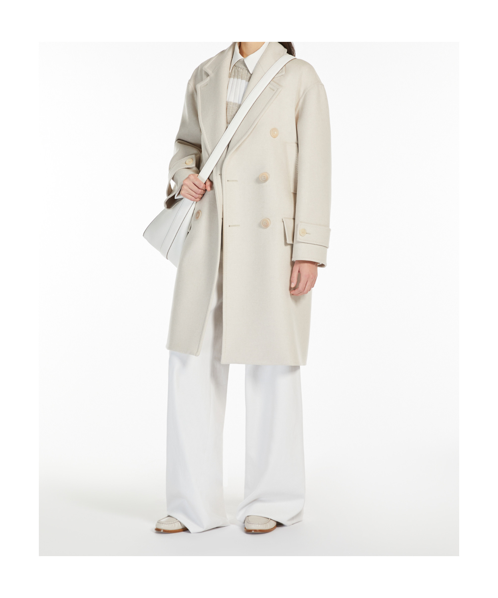 Max Mara Long-sleeved Coat In White