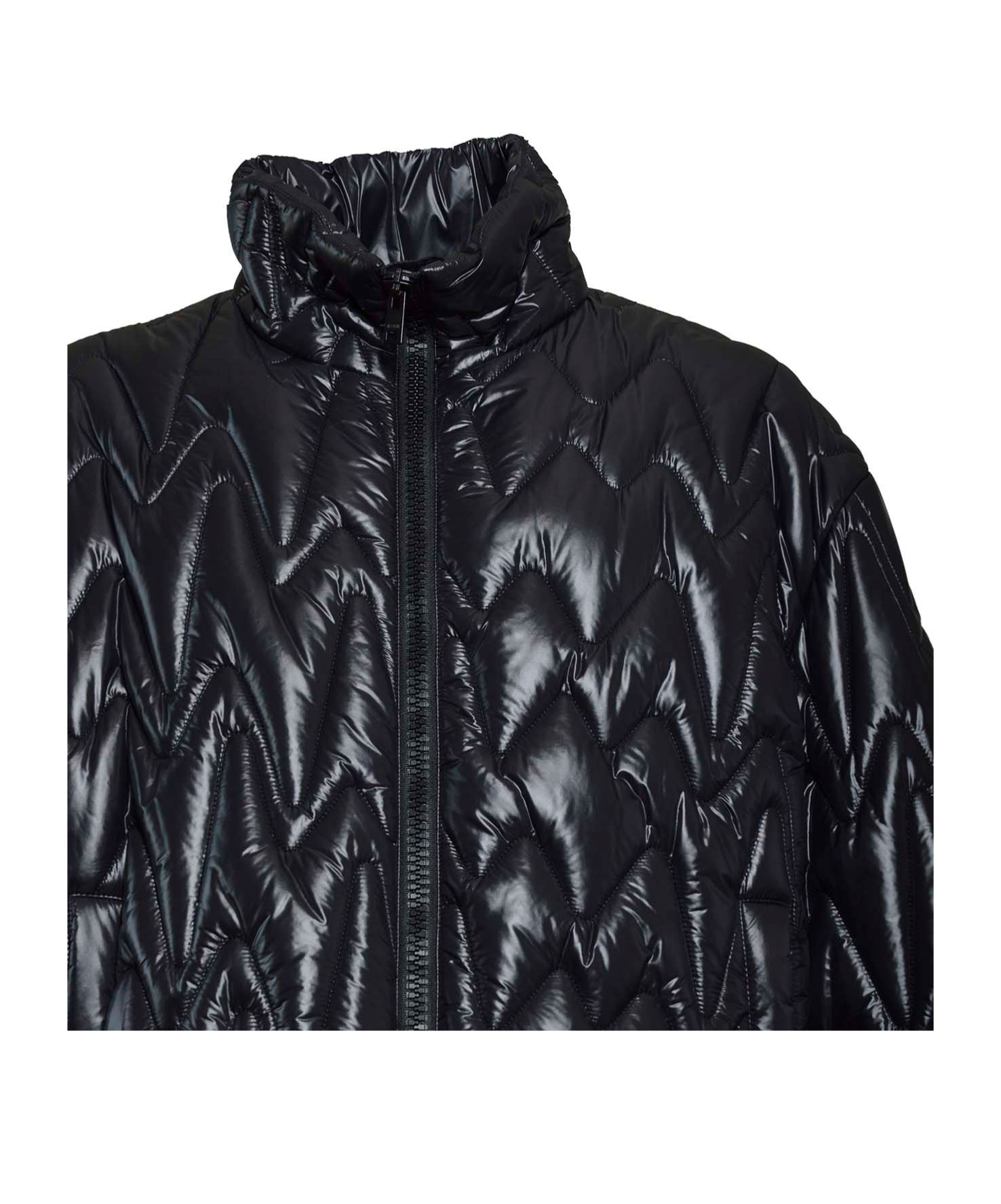 Msgm Quilted Zip-up Padded Jacket In Black
