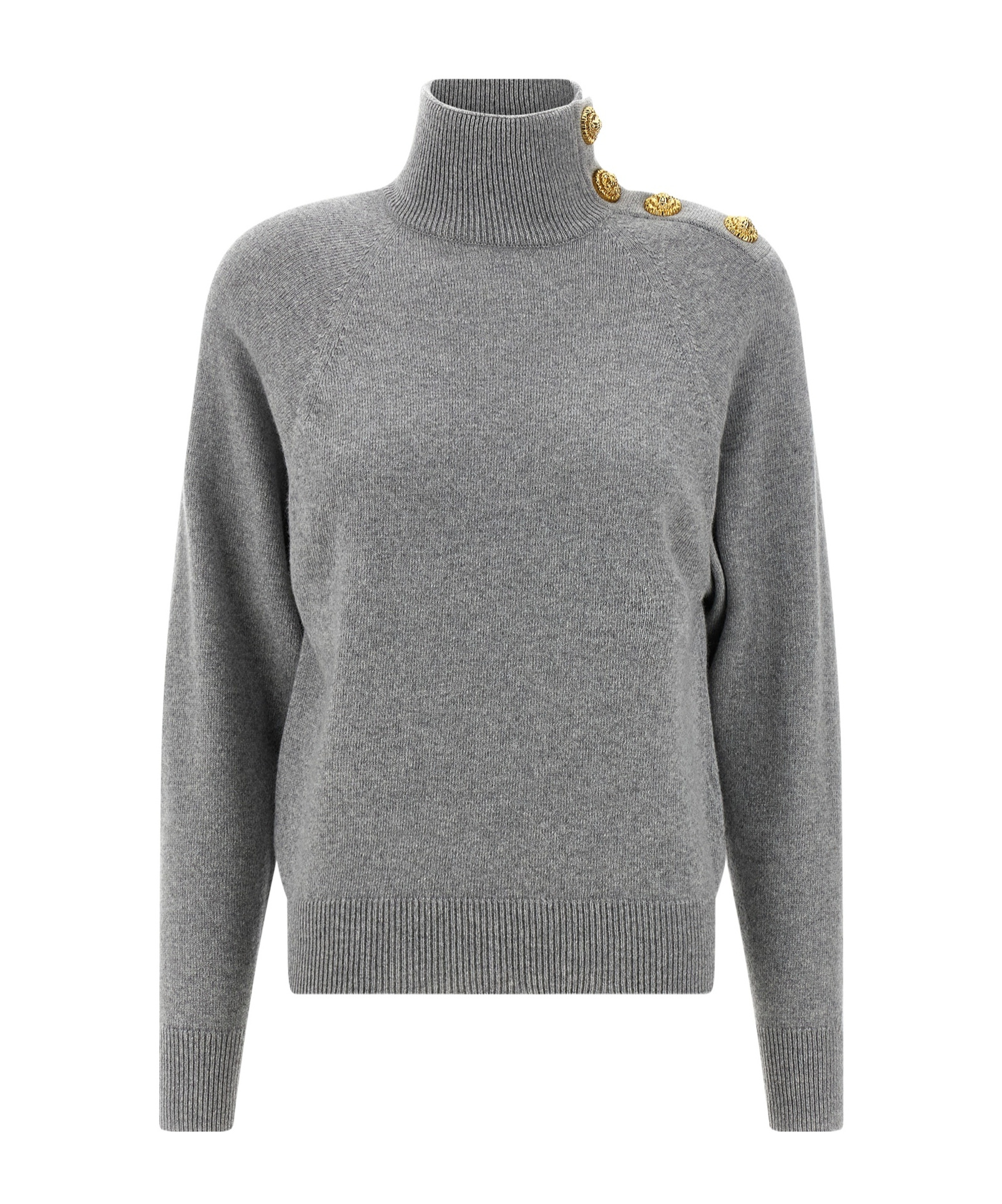 Balmain Cashmere Wool Sweater Sweaters And Cardigans Gray In Gray