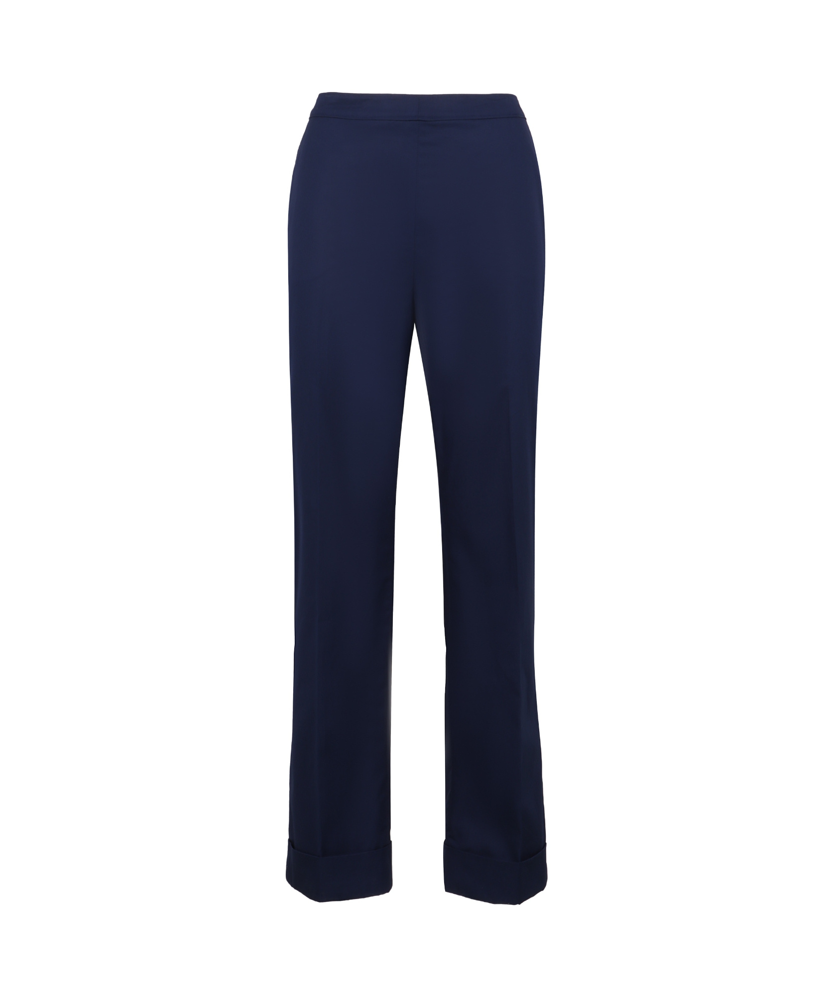Aspesi High-rise Cotton Trousers With Roll-up Cuffs In Blue