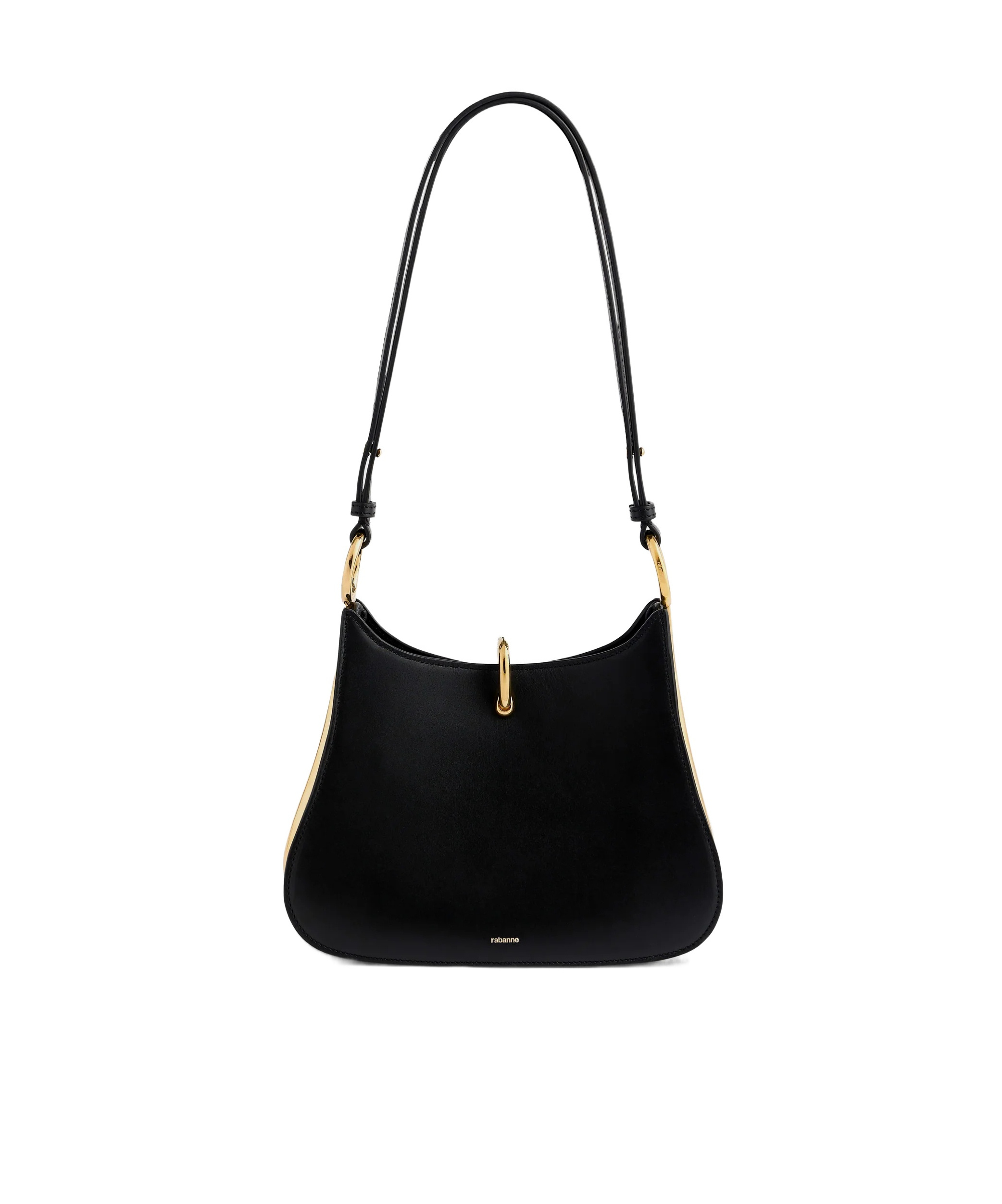 Rabanne Medium Ring Leather Shoulder Bag In Black