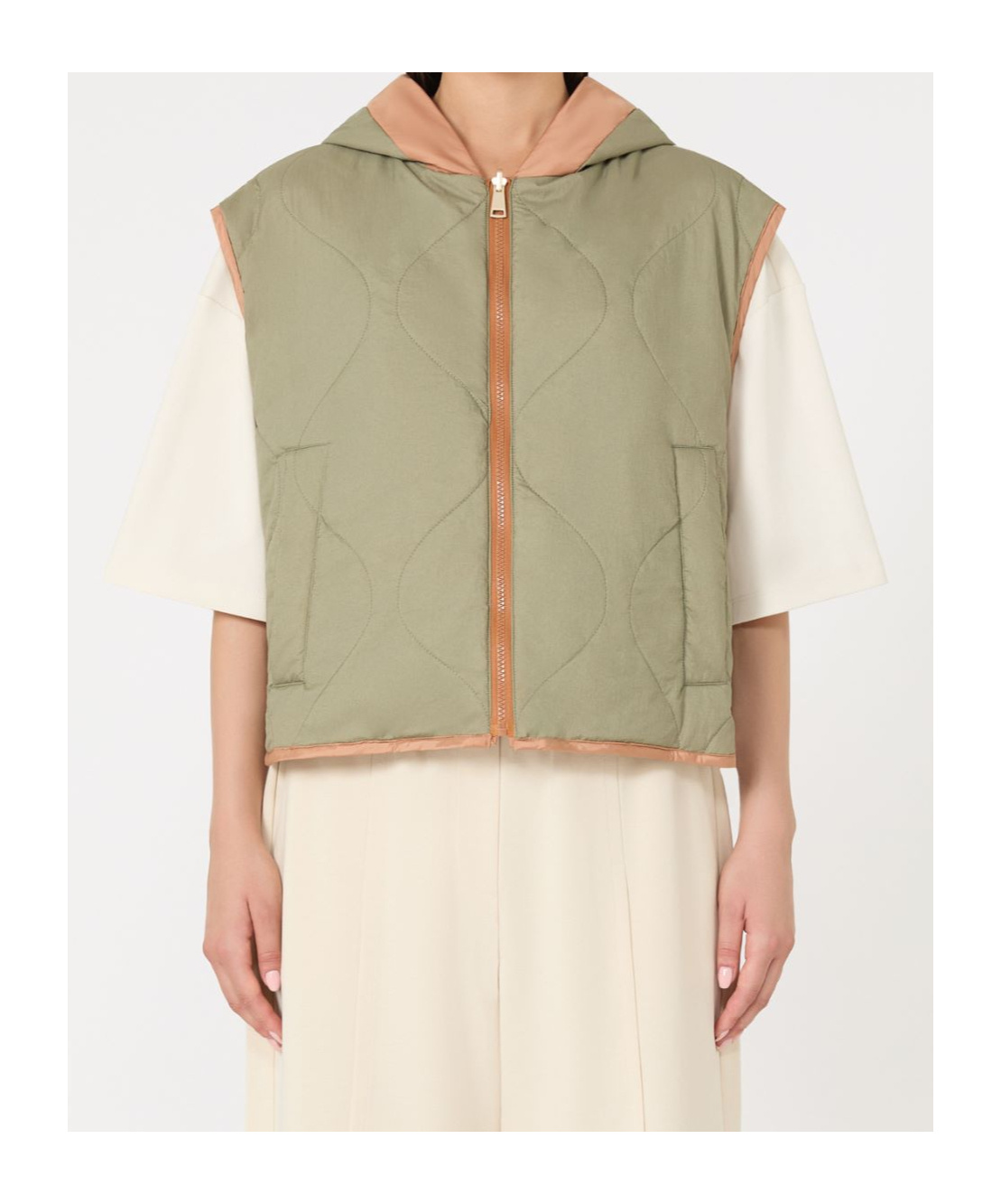 Weekend Max Mara Reversible Water-repellent Canvas Gilet In Brown