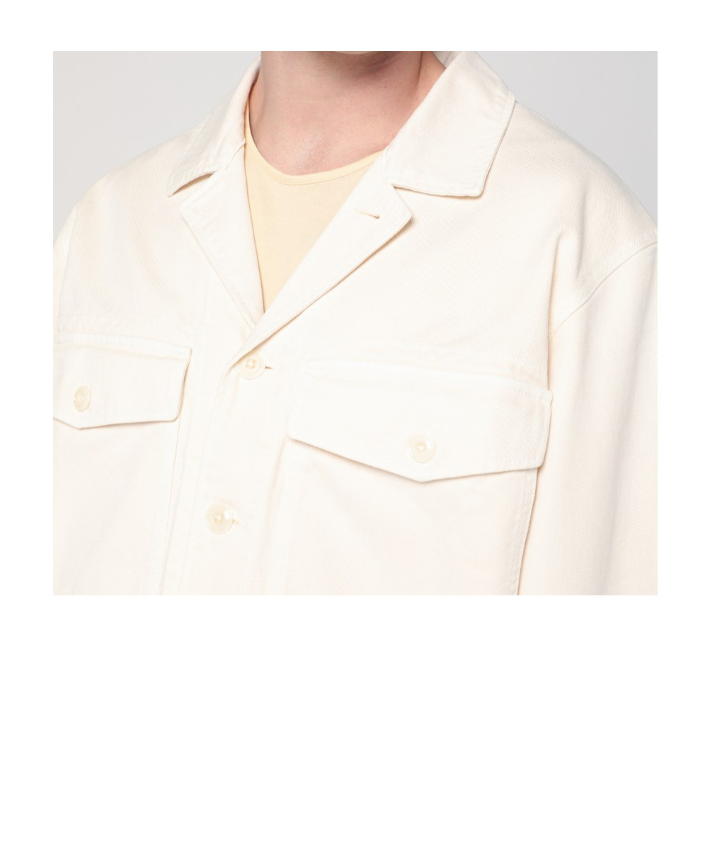 Lemaire Long-sleeved Denim Coat In White