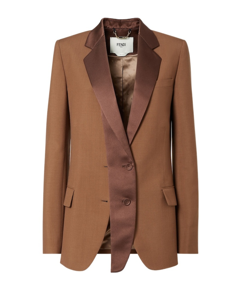 Fendi Brown Wool And Mohair Blazer In Brown