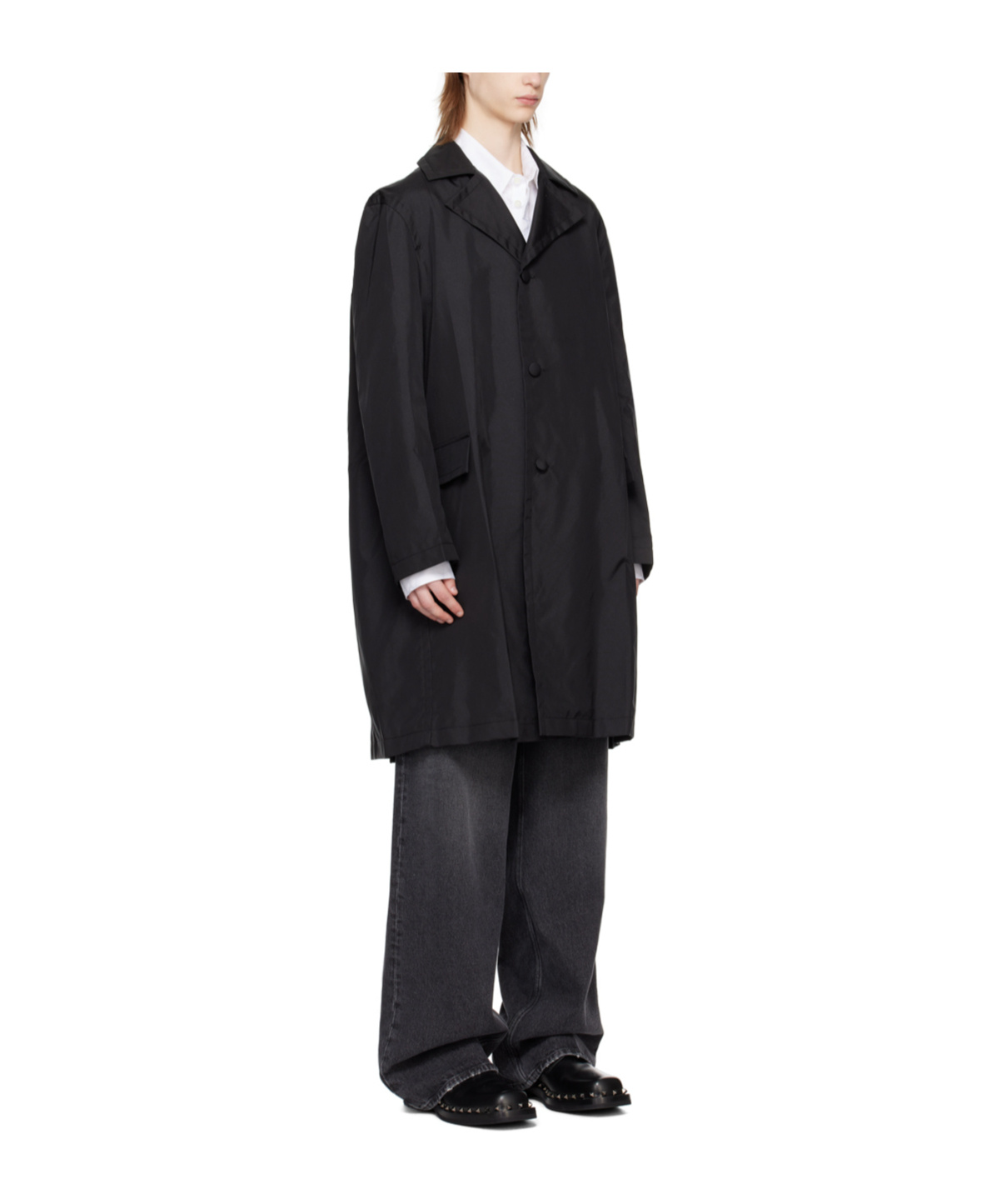 Valentino Lapel Coat With Missing Corners In Black