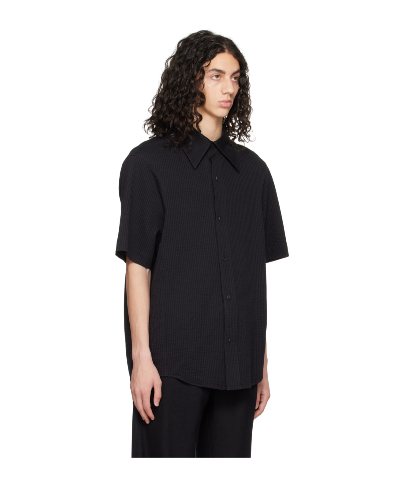 Ader Error Lapel Short-sleeved Shirt In Black