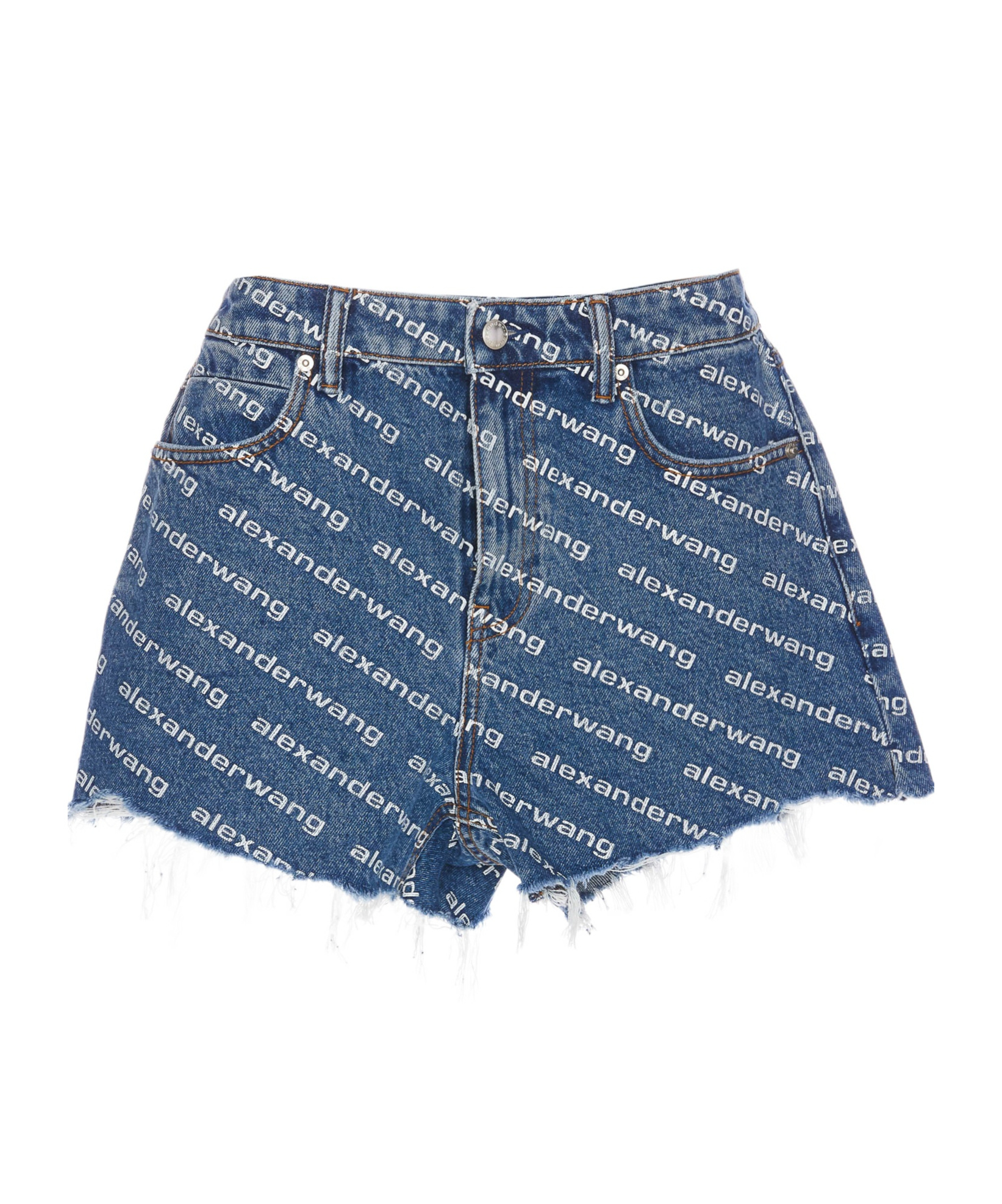 Alexander Wang Denim Shorts Featuring Printed Design In Blue