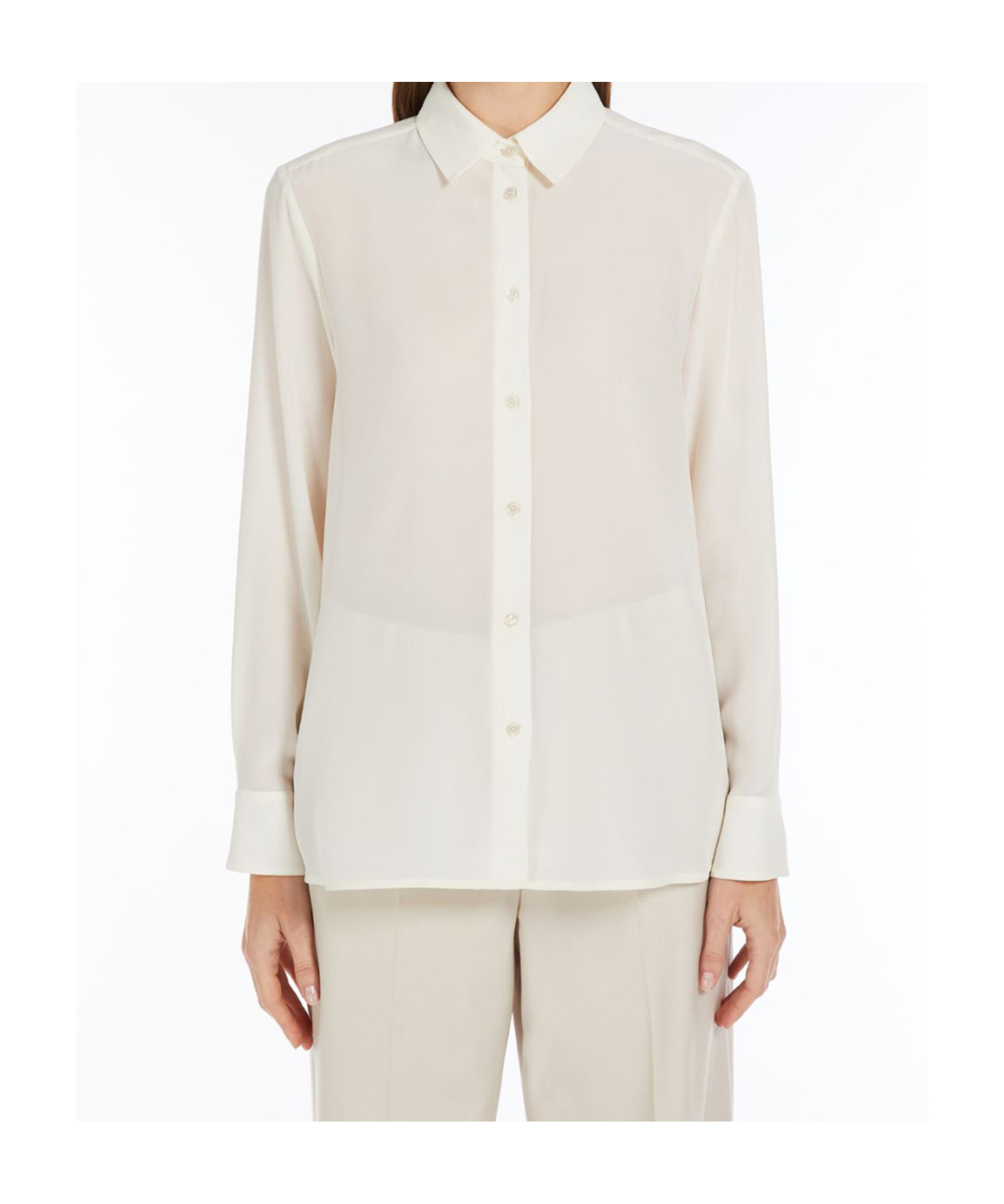 Weekend Max Mara Point-collar Gathered-cuff Shirt In White