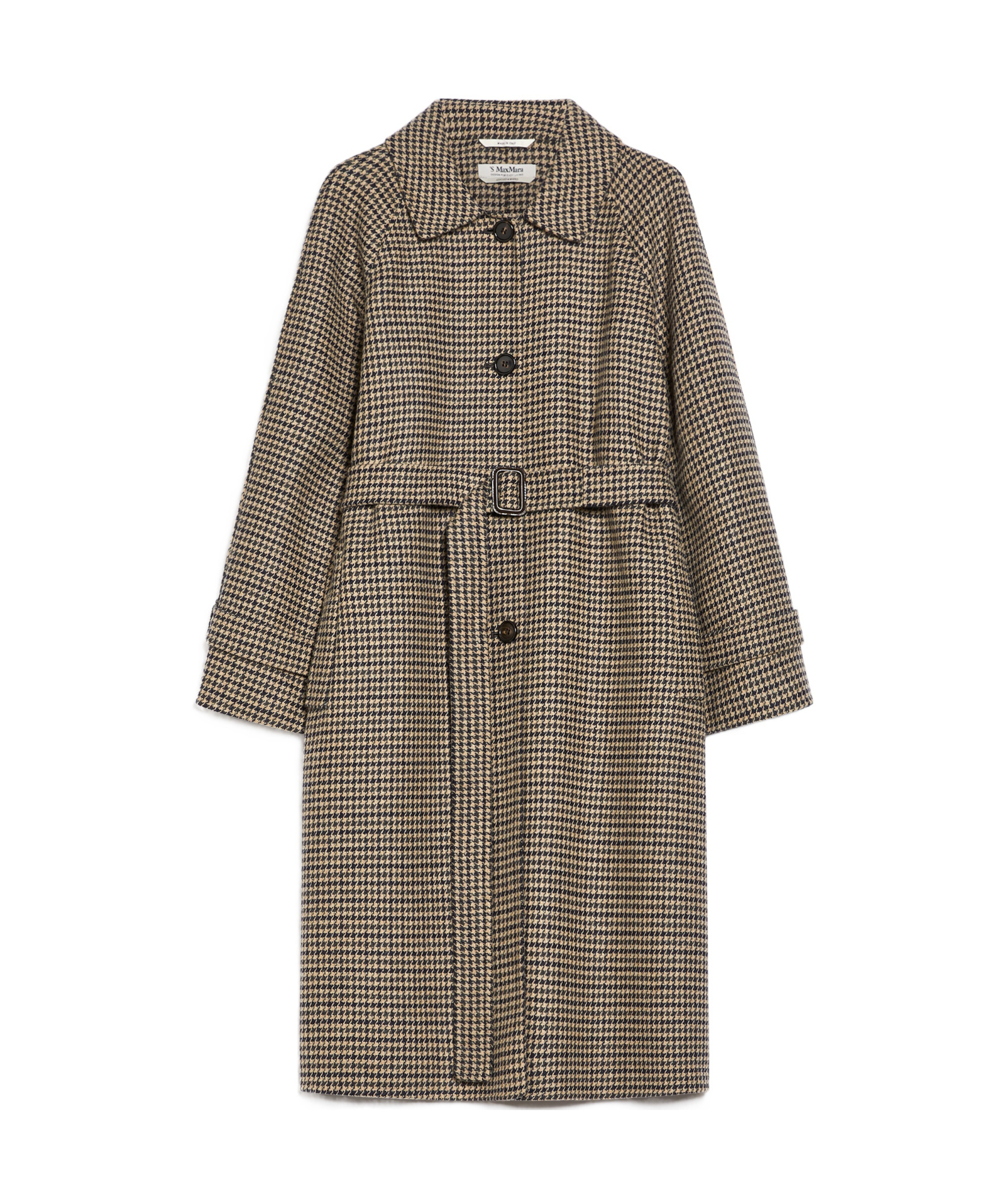 Max Mara Houndstooth Wool Coat In Black