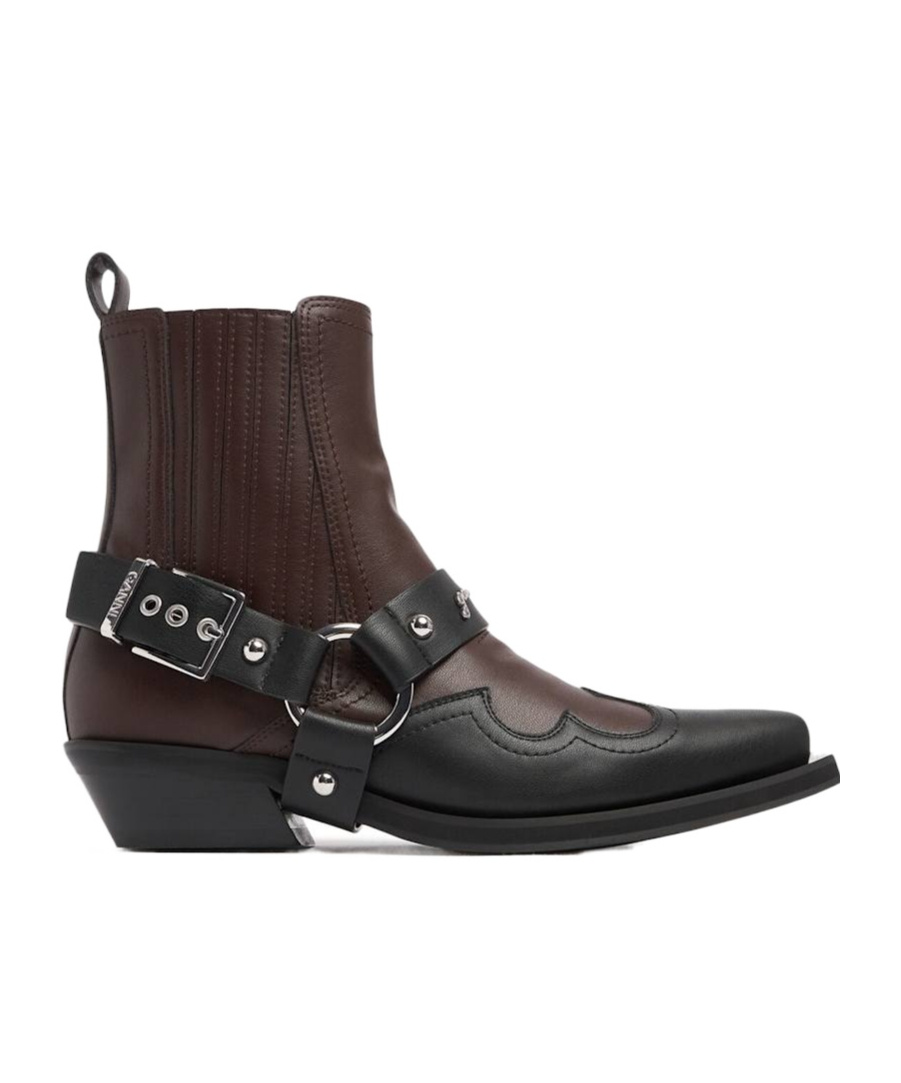Ganni Brown And Black Texan Chelsea Ankle Boot