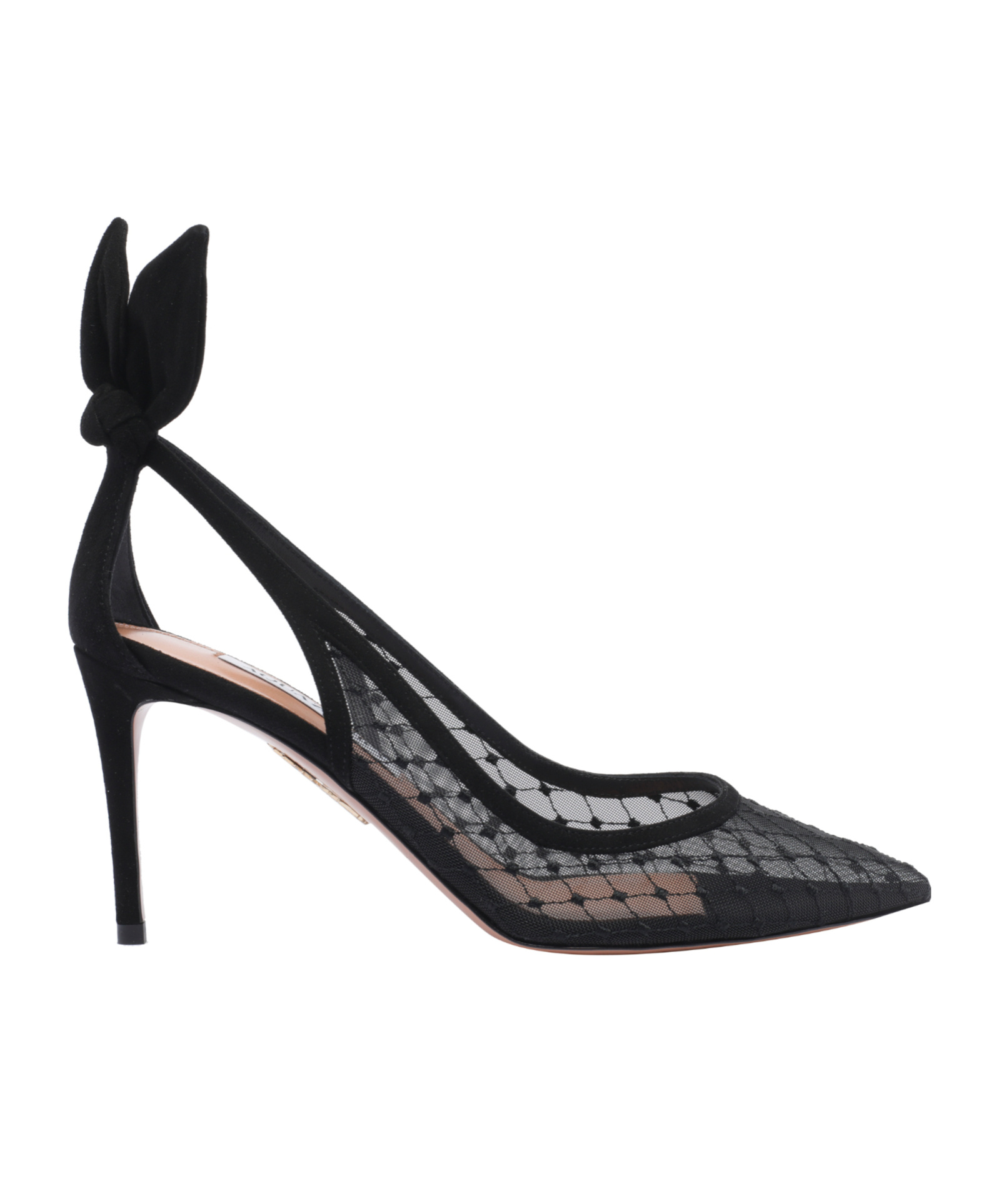 Aquazzura Transparent Mesh Pointed Toe Pumps With Bow