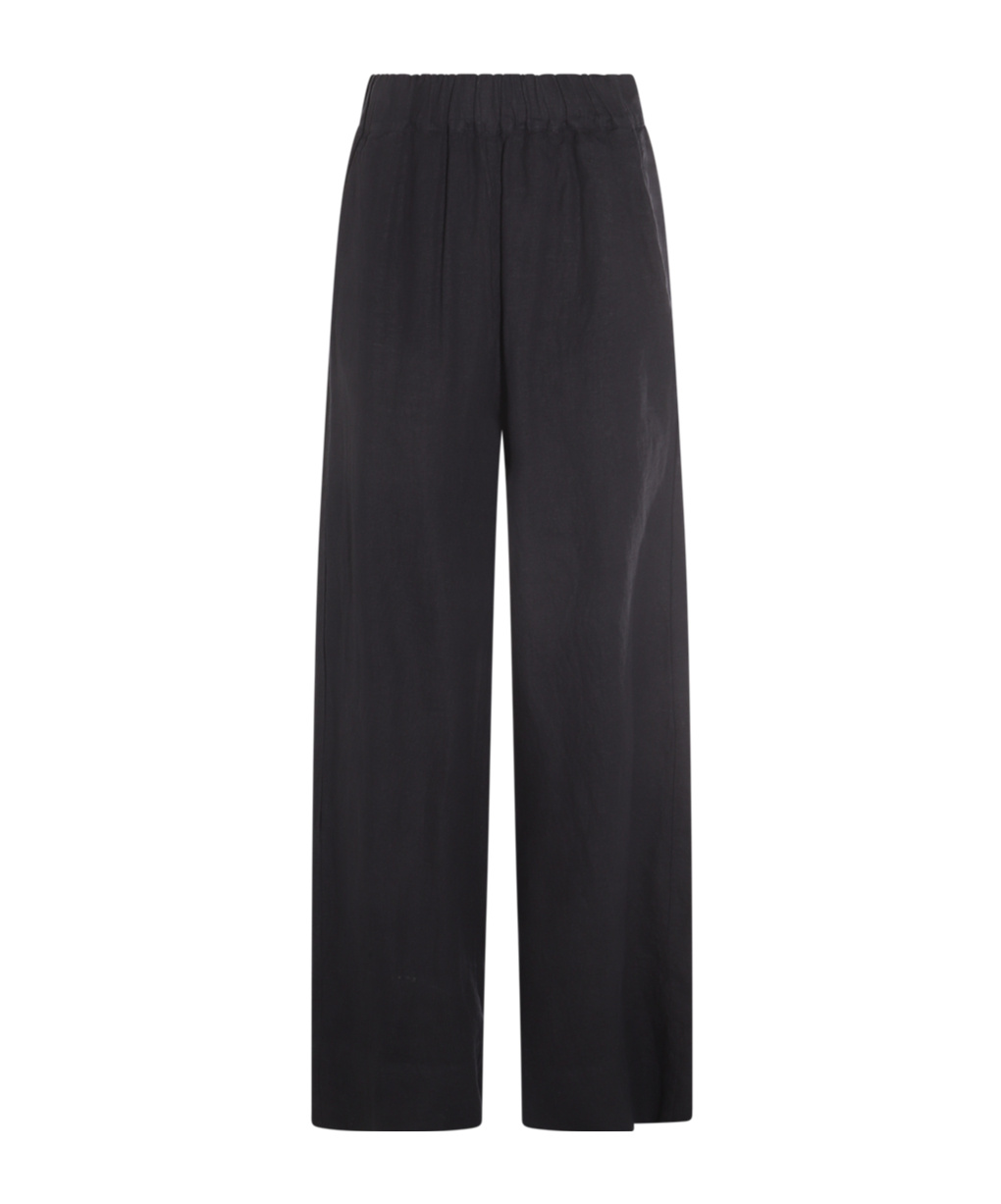 Shop Malo Linen Trousers In Black