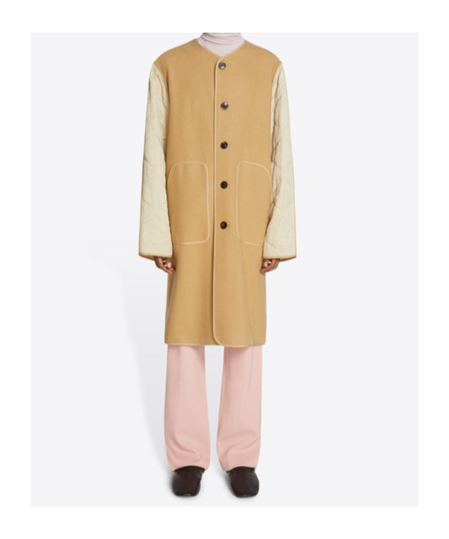 Dries Van Noten Unlined Collarless Coat In Nude