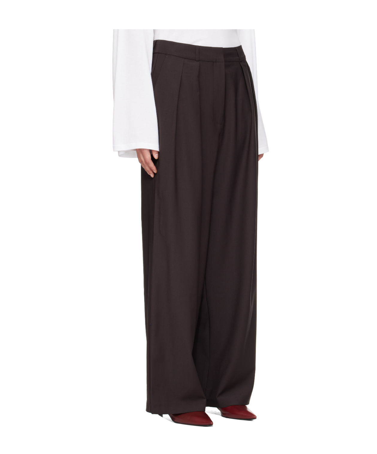 The Frankie Shop Elastic Waist Casual Pants In Brown