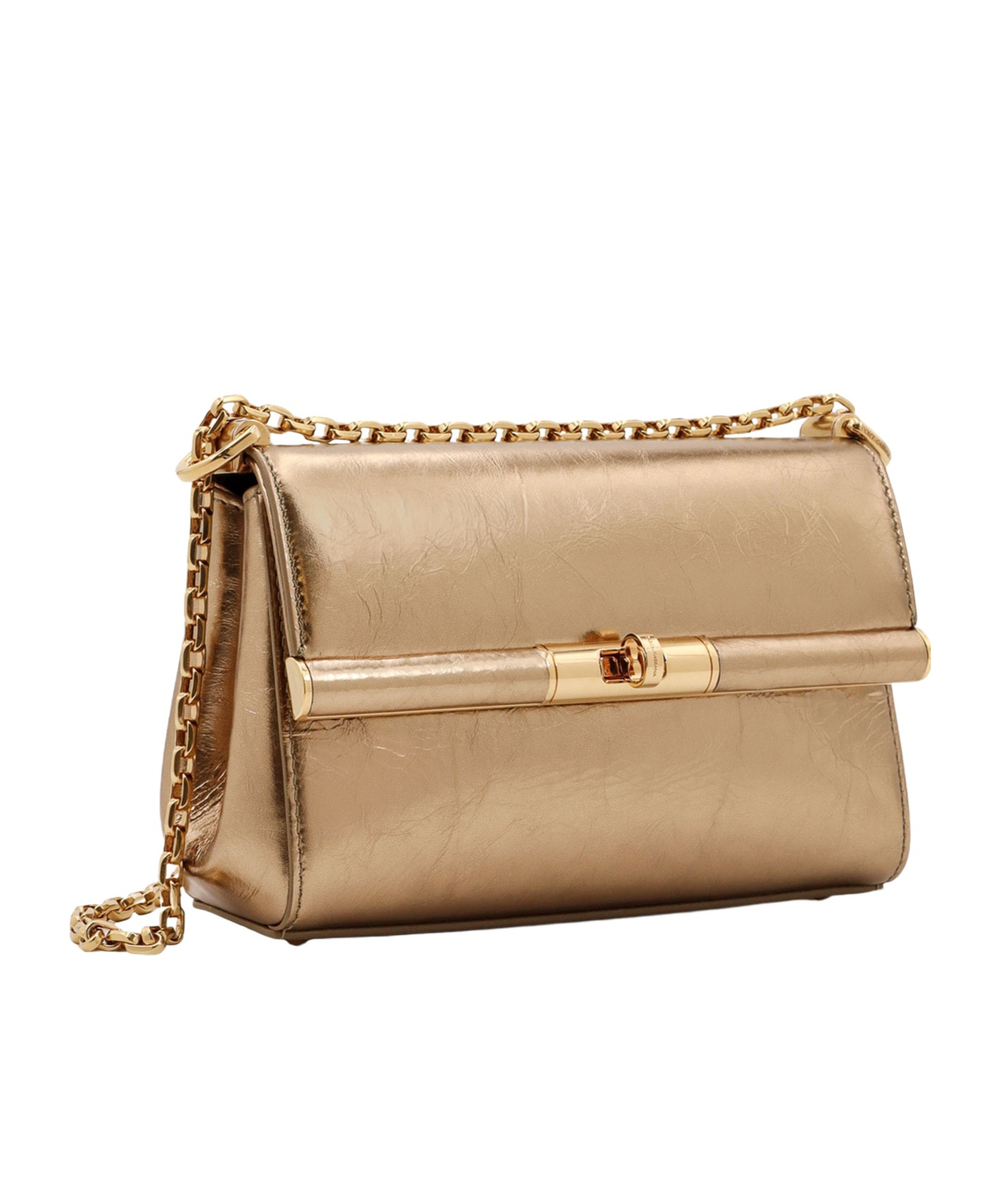 Dolce & Gabbana Marlene Crackled Leather Shoulder Bag In Nude