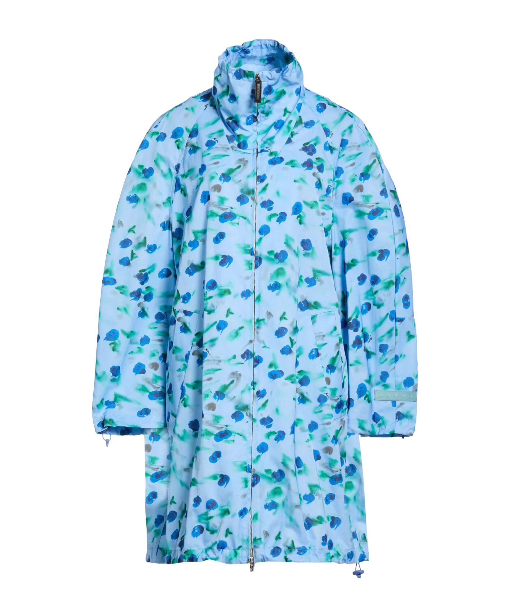 Marni Floral-print Raincoat In Blue