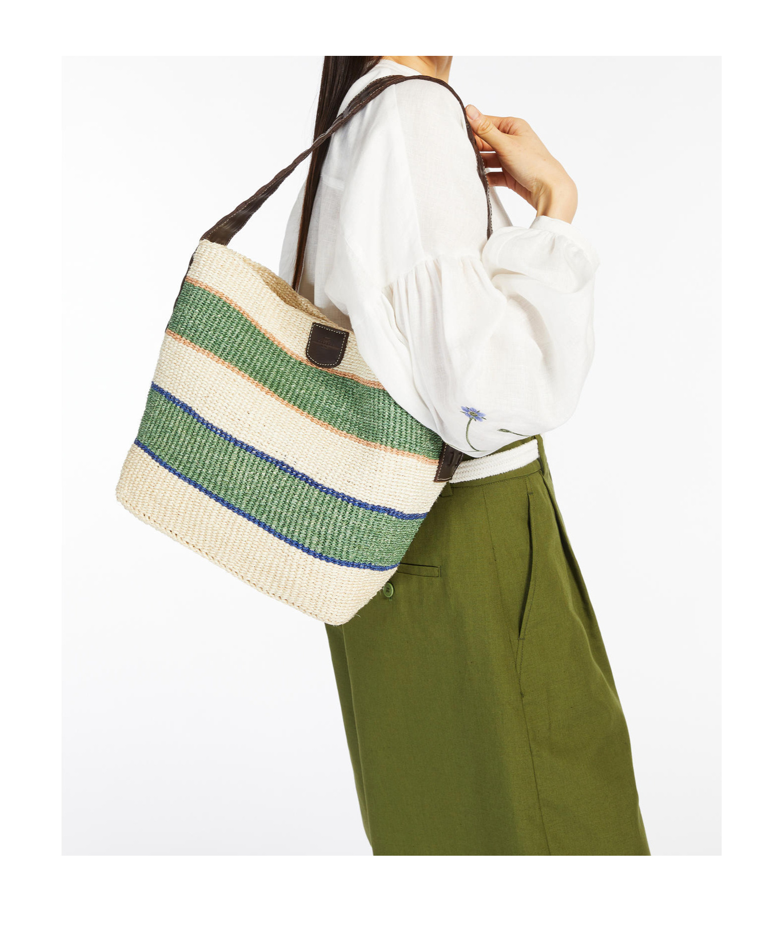 Weekend Max Mara Colorblock Shoulder Bag In White