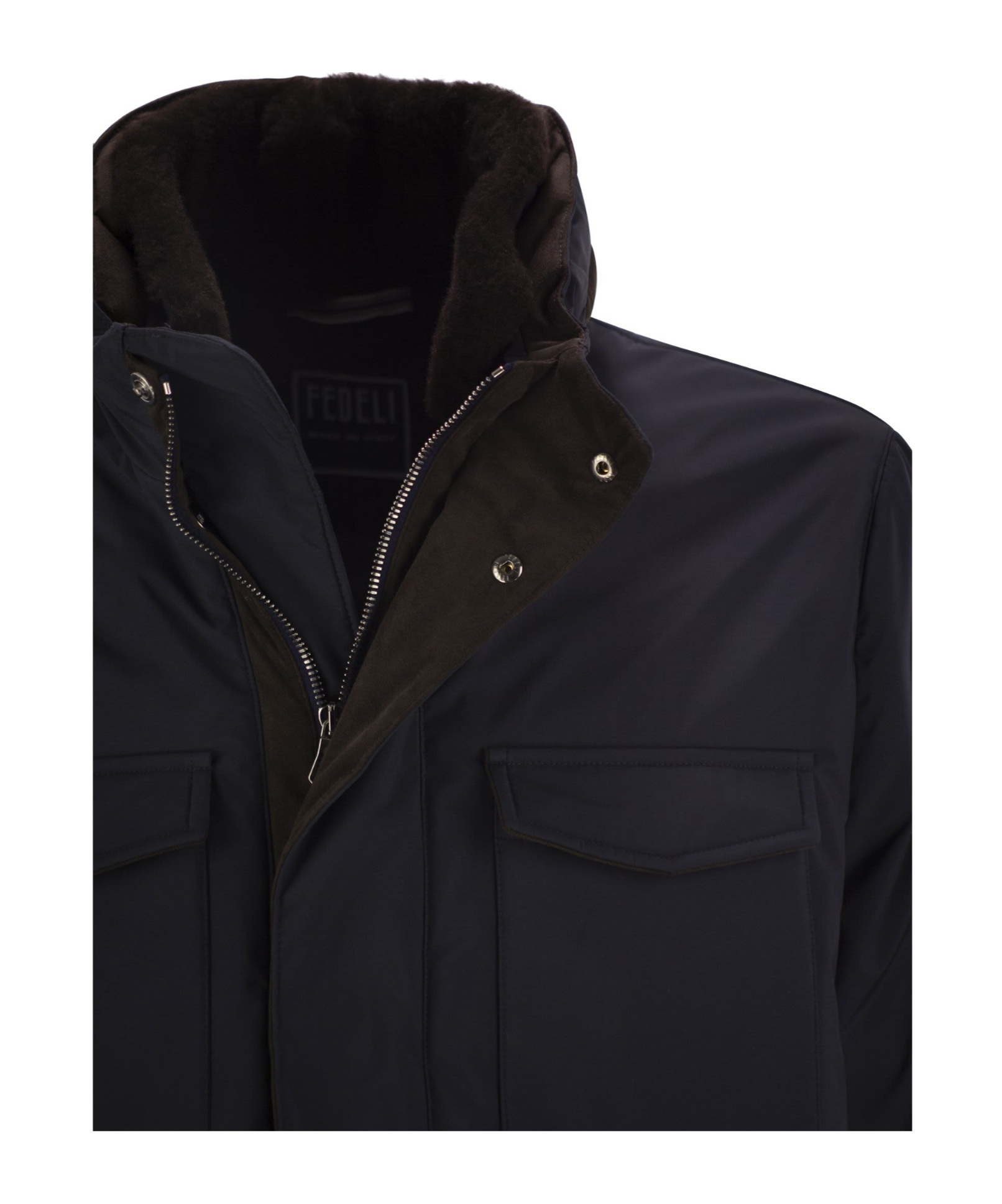 Fedeli Long-sleeved Cotton Jacket In Black