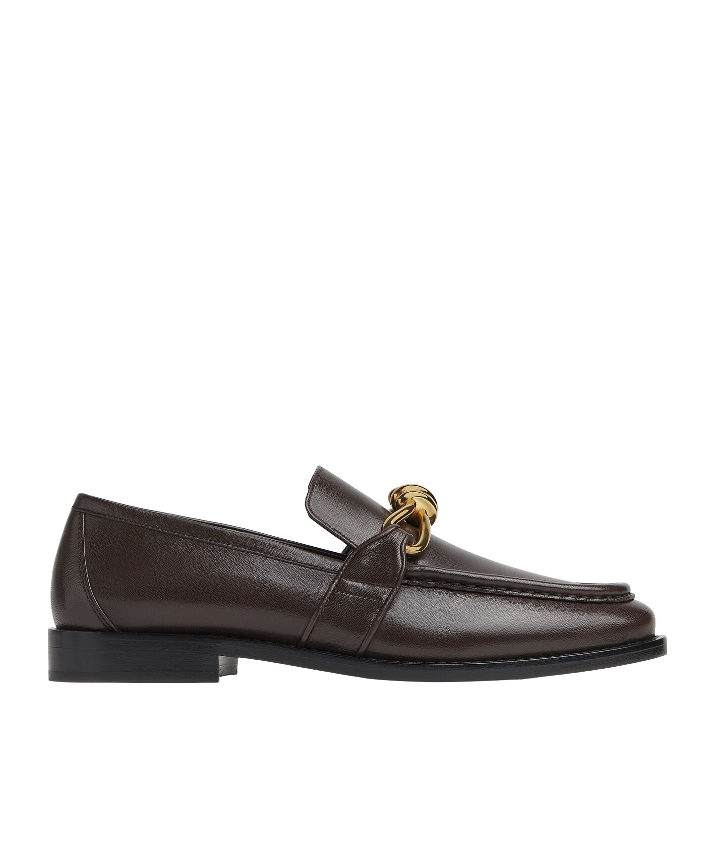 Bottega Veneta Astaire Leather Loafers Gold Detail In Black