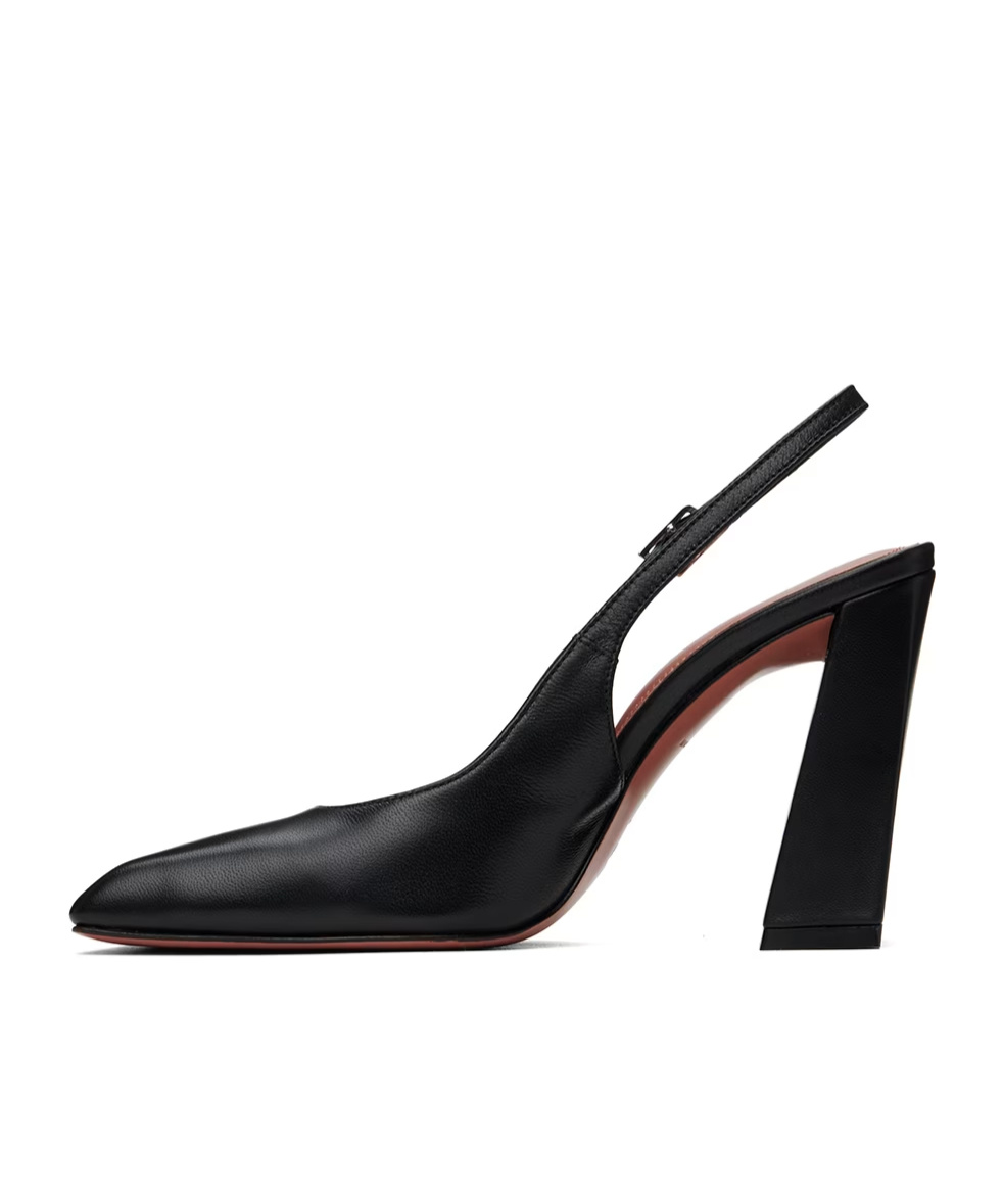 AMINA MUADDI SQUARE HEAD LOGO HIGH-HEELED SANDALS