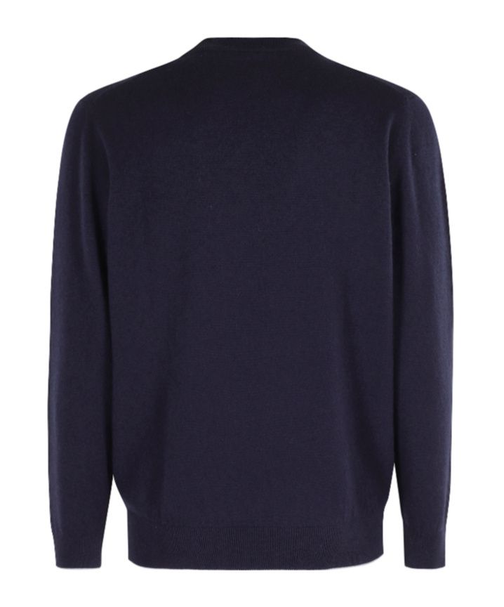 Eleventy Timeless Crewneck Sweater With Ribbed Details In Blue
