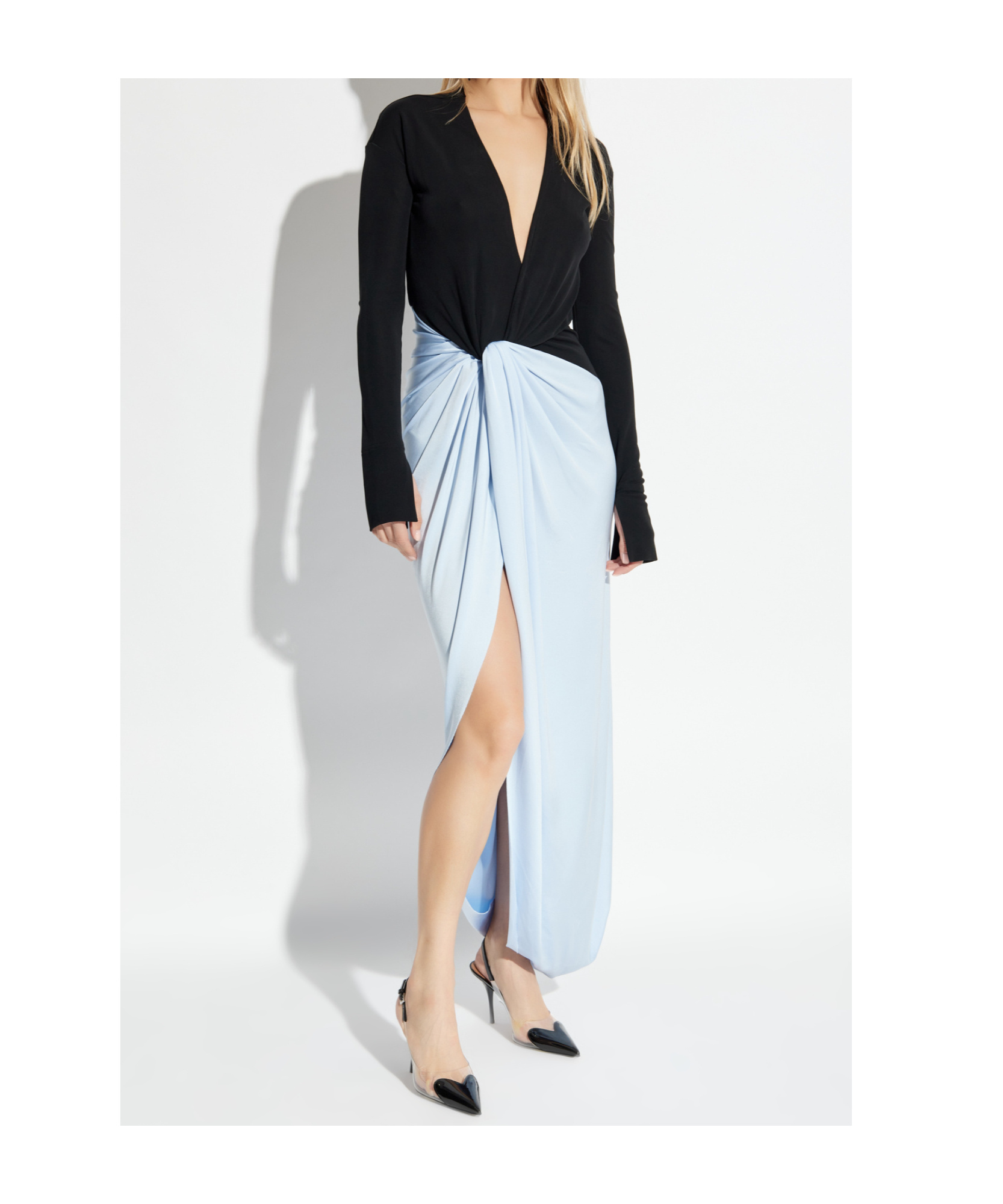 Victoria Beckham Long-sleeved Dress In Blue