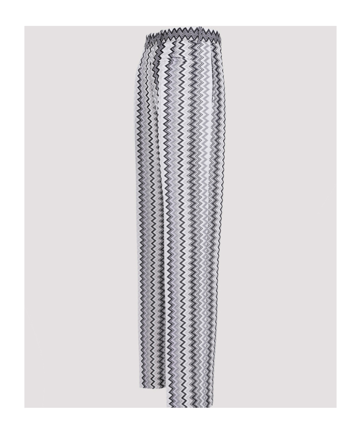 Missoni Zigzag-intarsia Metallic Fine-knit Trousers In Gray