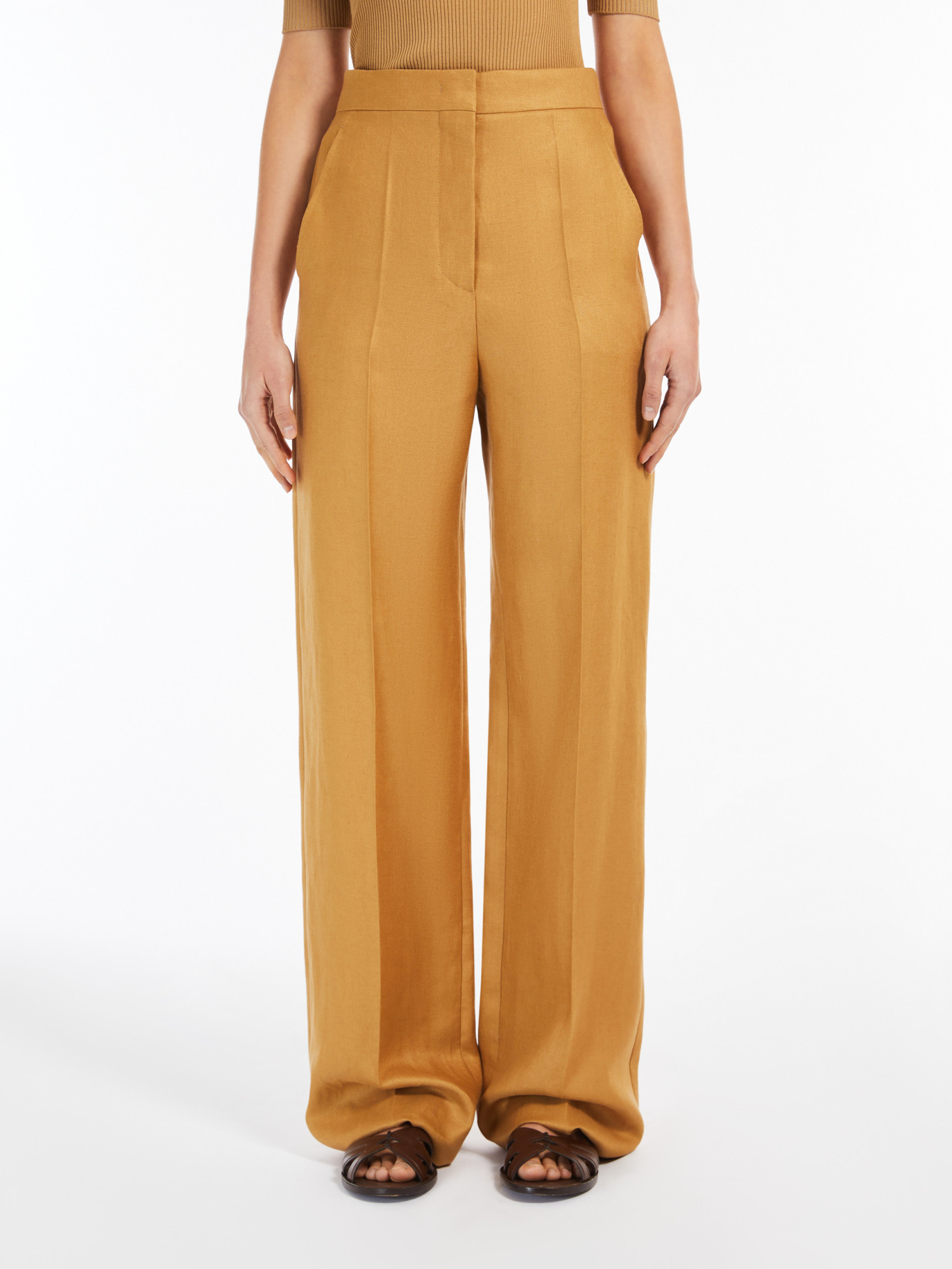 Max Mara Linen Trousers In Brown