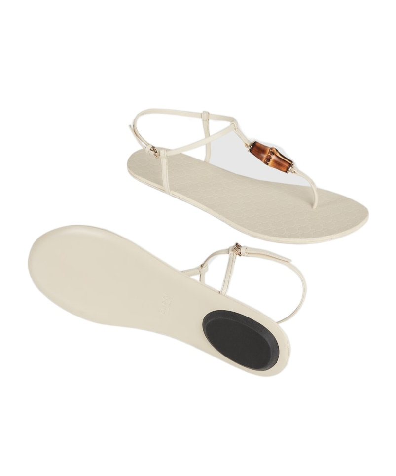 Gucci Women's Thong Sandal With Bamboo In Ivory