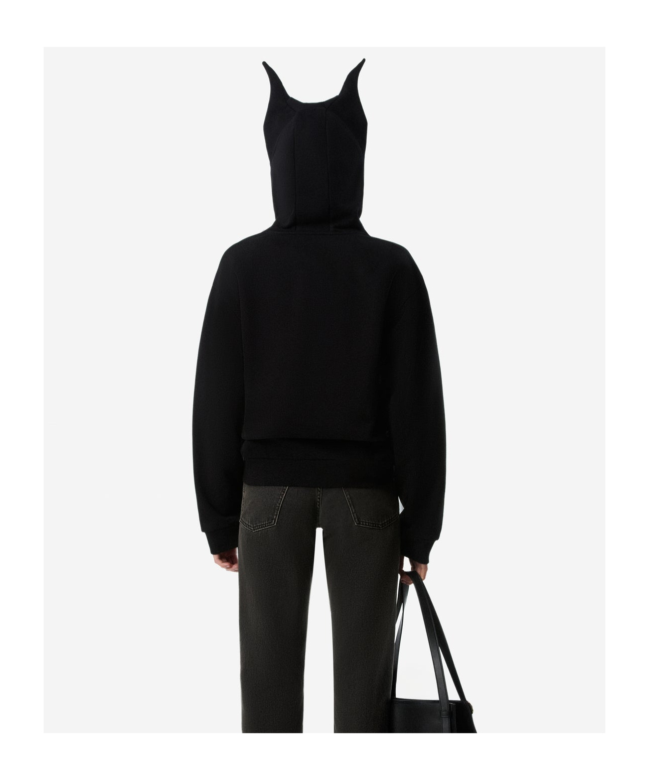 Coperni Maleficent Hooded Cotton Sweatshirt With Kangaroo Pocket In Black
