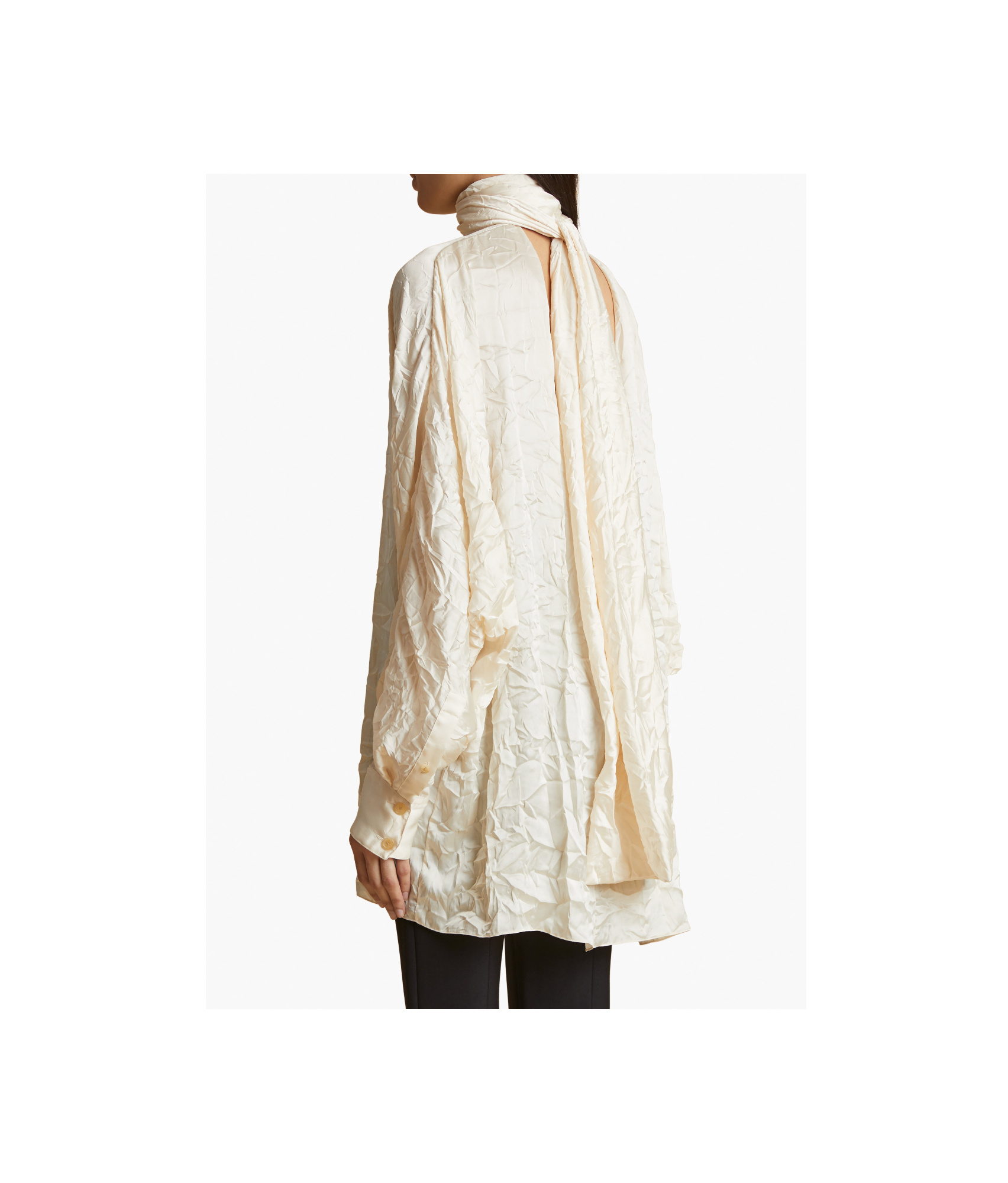 Shop Khaite Bex V-neck Straight Hem Blouse In White