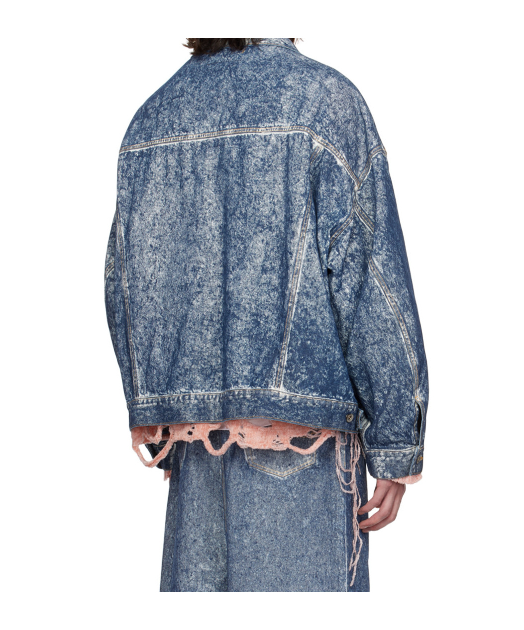 Doublet Long-sleeved Denim Coat In Gray